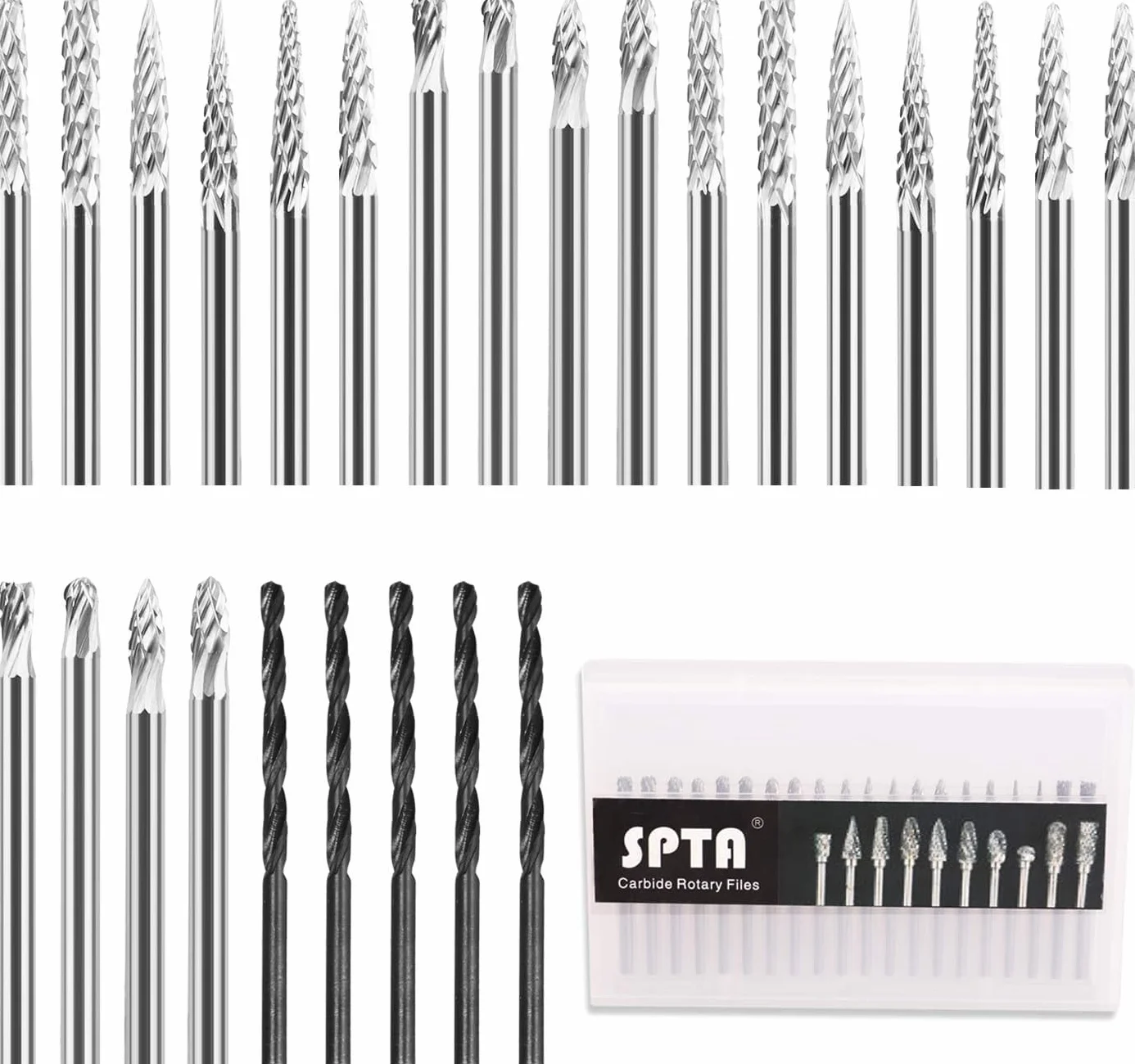 Frez obrotowy SPTA 20 szt., frez z węglika wolframu, stal obrotowa, diamentowe, narzędzie obrotowe z prętem 1/8 cala (3 mm), do samodzielnego wykonania stolarki, rzeźbienia, grawerowania, wiercenia w