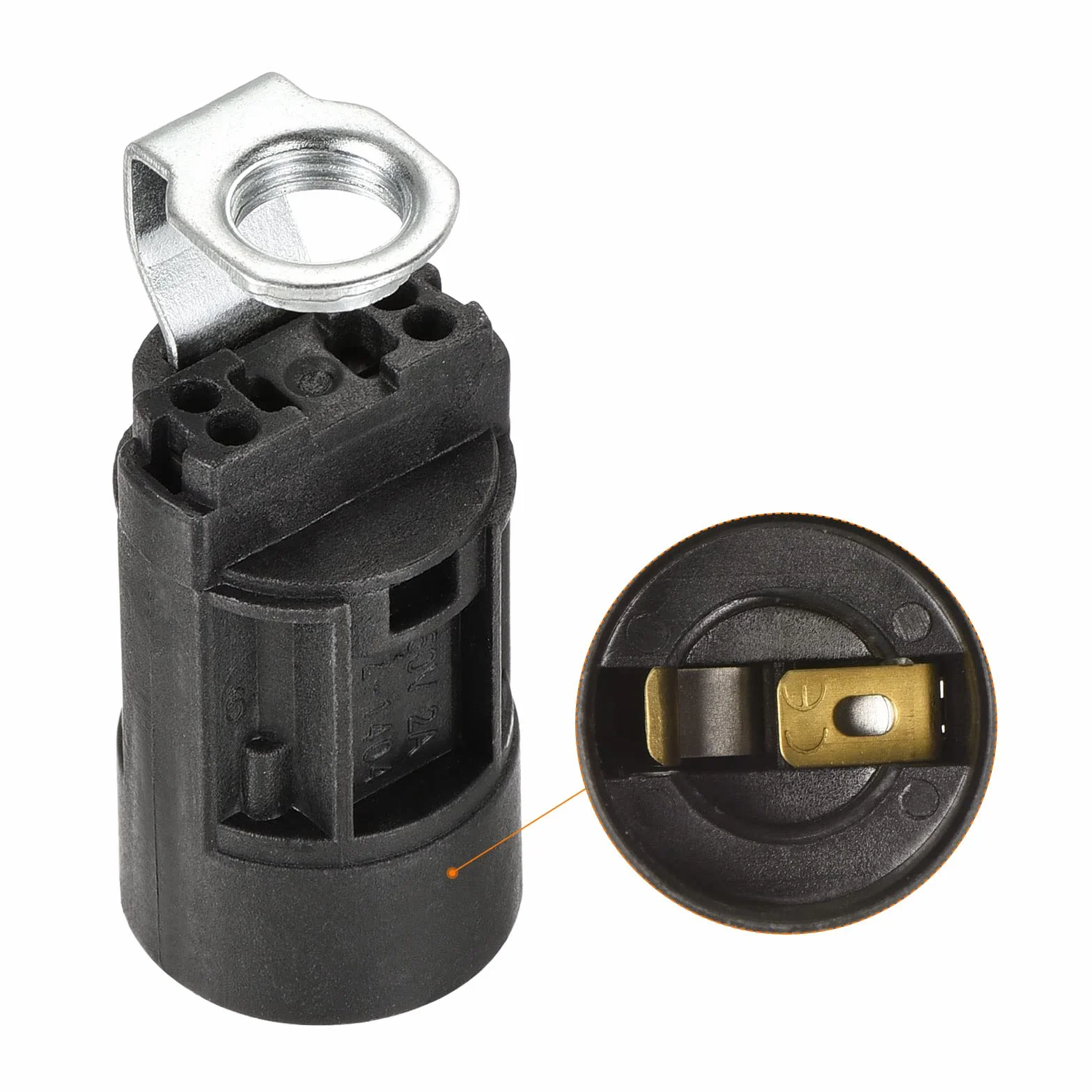 sourcing map 3 sztuki oprawki E14 z tworzywa sztucznego czarne 23 x 55 mm z gwintem M10 nakrętka do rury lampy do żarówki E14
