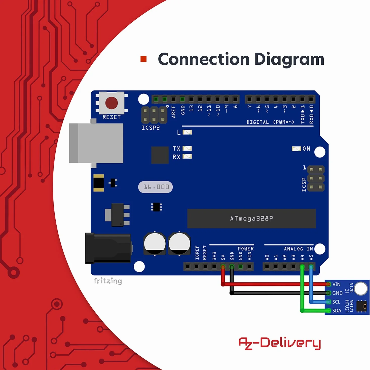 AZDelivery 3 x GY-21 HTU21 Czujnik wilgotności i temperatury kompatybilny z Arduino i Raspberry Pi w tym e-Book!