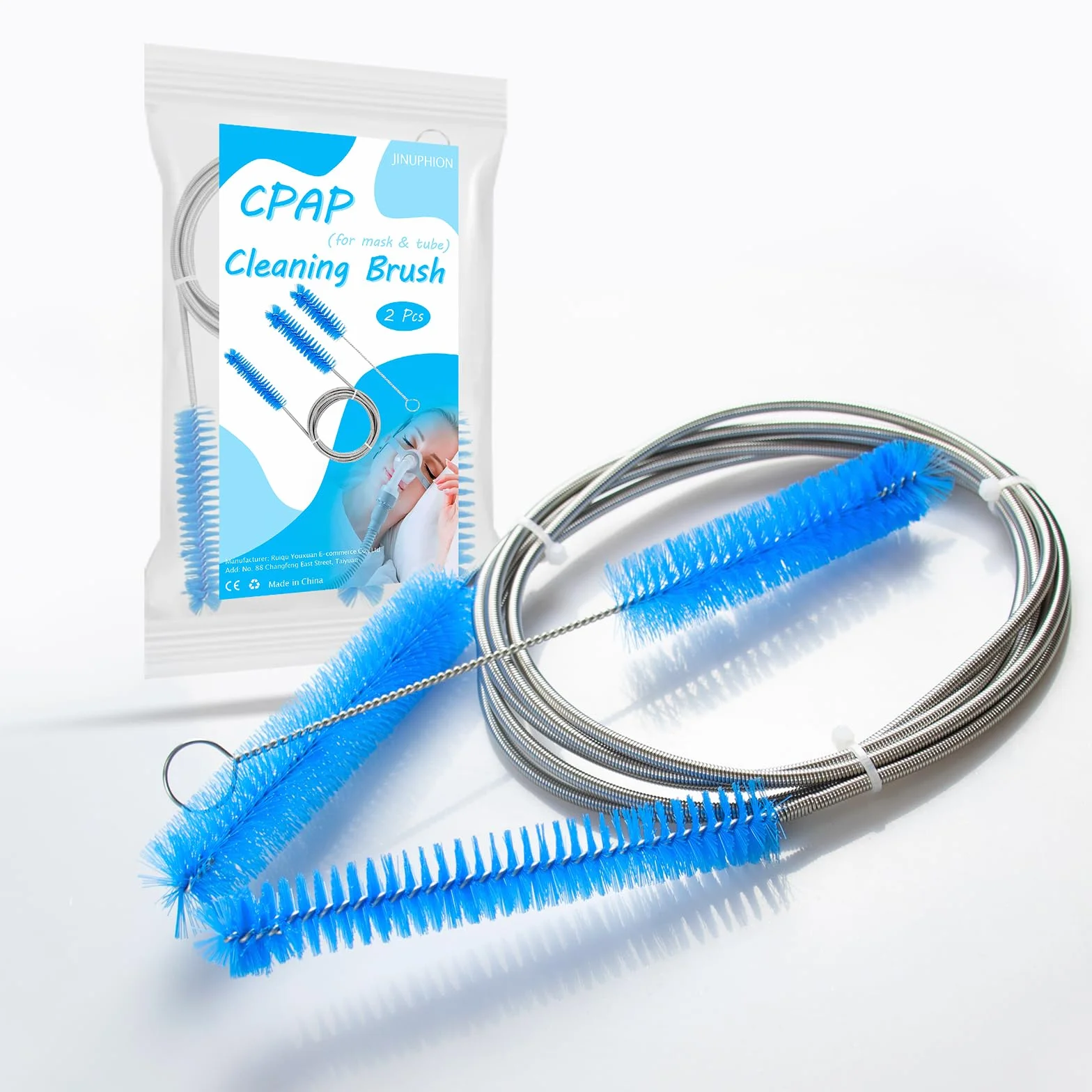 cpap szczotka do czyszczenia węża 8 w 1, 2 szt., szczotka do rur CPAP / akcesoria (niebieska)