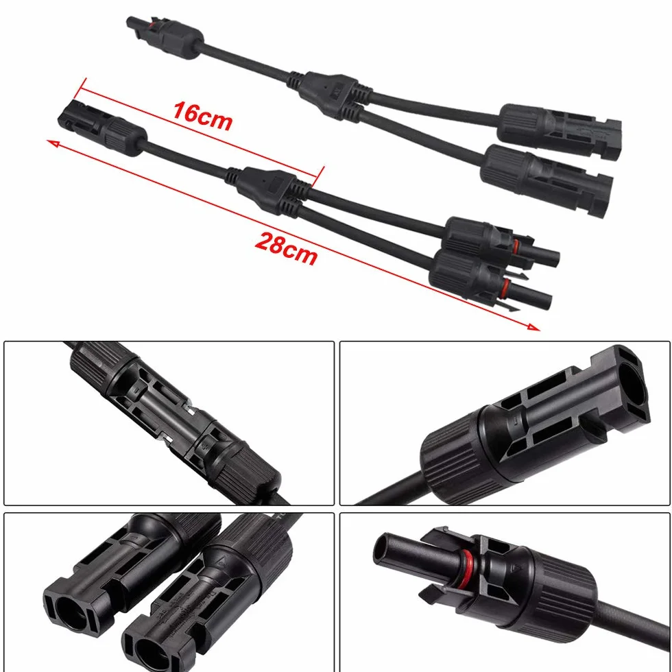 1 Paar Professionell Solarstecker, Solar Y Abzweigverbinder Y Branch Connector, Photovoltaik Steckverbinder Parallelverbinder für Solarpanel