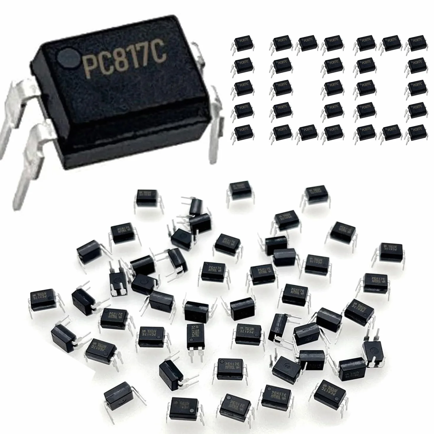 100 szt. PC817C optooptor 2,54 mm DIP 4-pinowy 4-pinowy fotokopler do montażu, piny, do samodzielnego wykonania, DIP-4, odstęp 2,54 mm