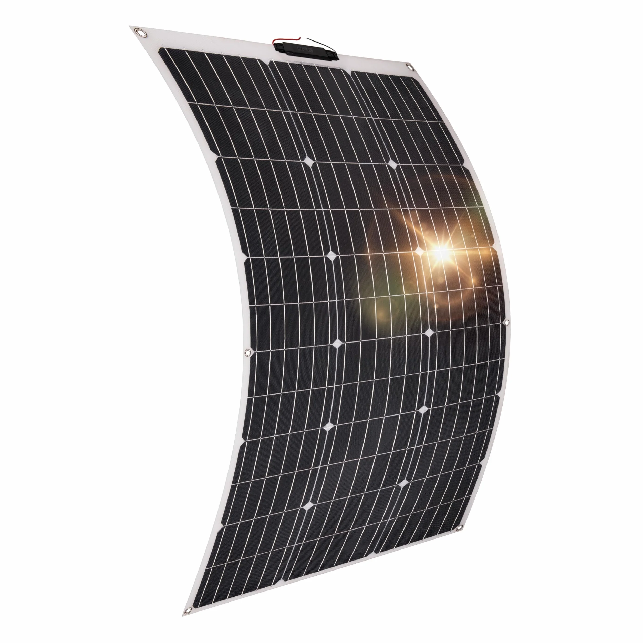 Technaxx Elastyczny panel słoneczny 100 W – łatwy montaż i idealny na kemping, do przyczepy kempingowej, łodzi, altany, balkonu itp. – monokrystaliczny panel słoneczny TX-208