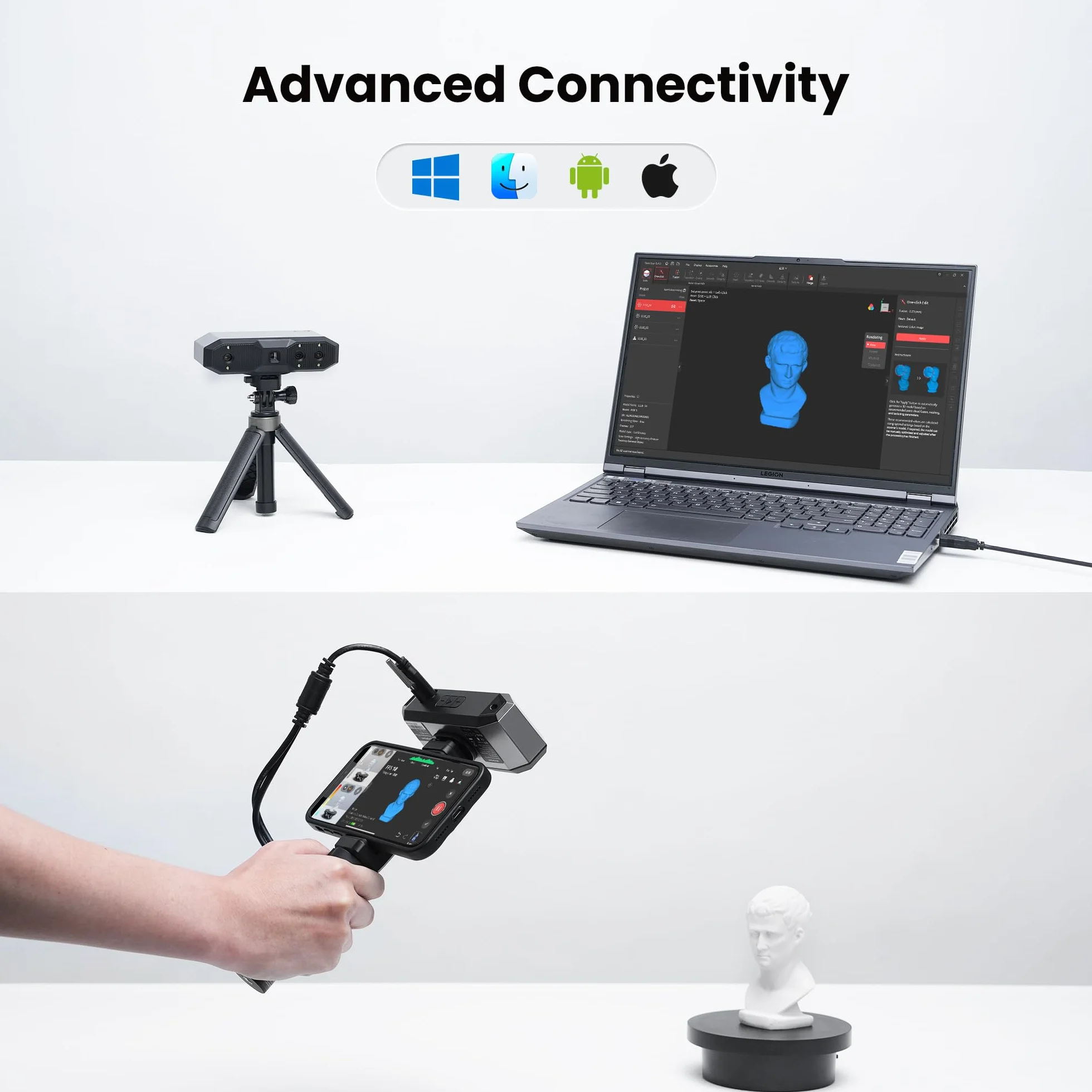 Revopoint MINI2 3D Scanner for 3D Printing Handheld,Up to 0.02mm Precision,16 fps Fast Scanning, Color Scan Portable 3D Model Scanner, Advanced