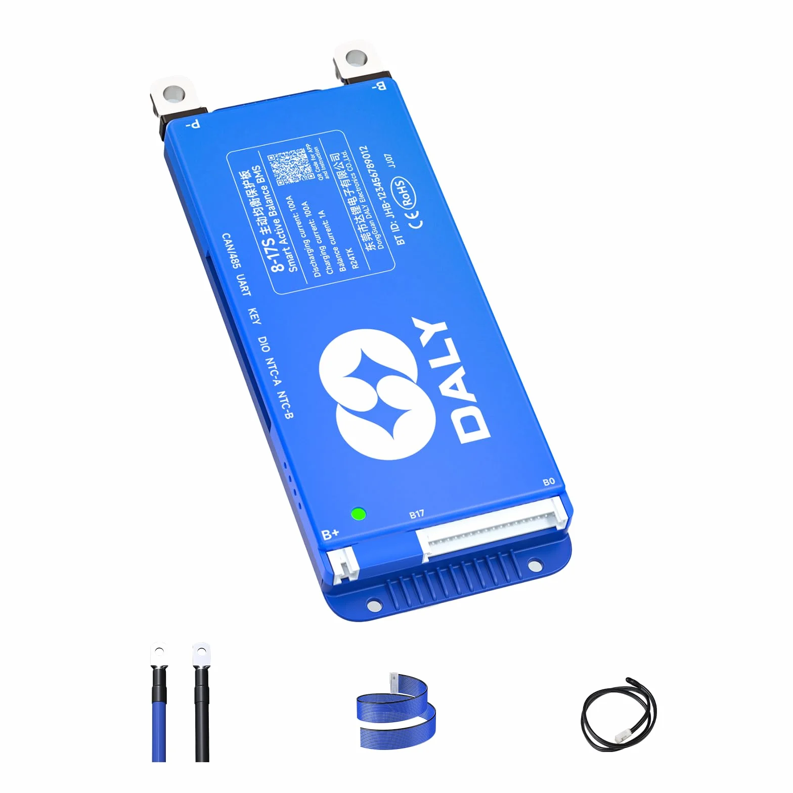 DALY 100A 8S-17S 24V-60V Smart BMS z aktywnym wyważaczem 1A Bluetooth RS485 CAN do akumulatora litowego NCM LFP LTO