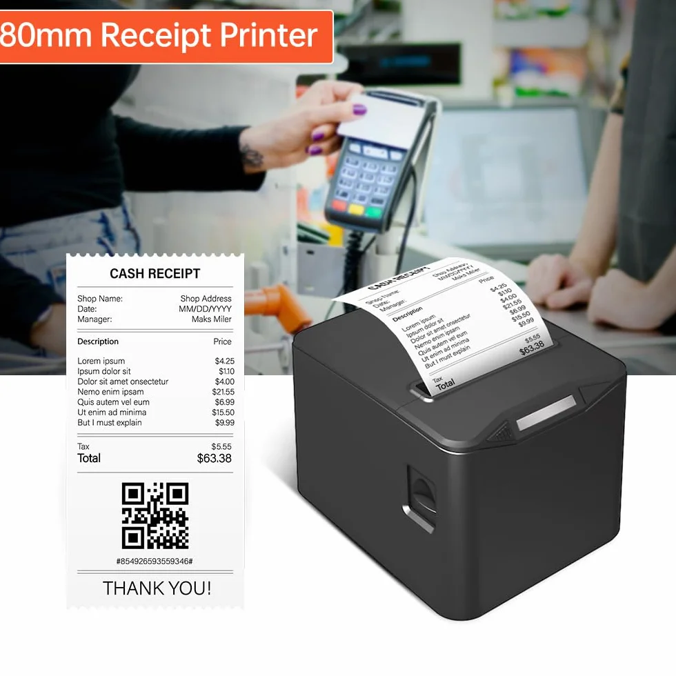 Bisofice POS-8370 drukarka termiczna 80 mm ESC/POS, automatyczne cięcie, USB Ethernet, 220 mm/s