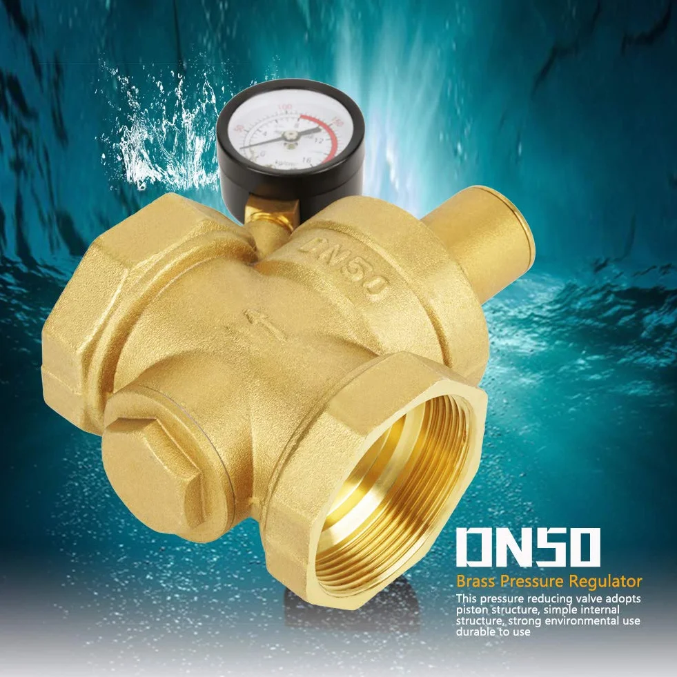 BSP DN50-Ventil, Messing Wasserdruckreduzierventil Manometer Eingangsdruck 1,6 MPa 0,05-0,8 MPa