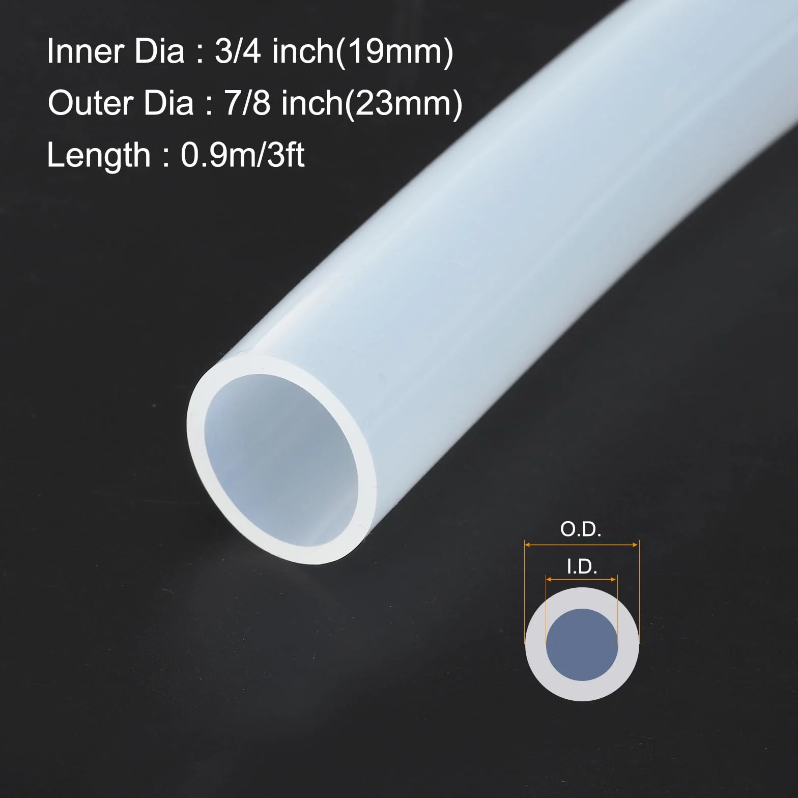 0,9 m (3 stopy) rurki silikonowe 19 mm ID 23 mm OD przezroczyste przemysłowe plastikowe rurki czyste silikonowe węże do pompy zasysania drenażu nawadniania warzenia, 3/10.2 cm x 7/20.3 cm