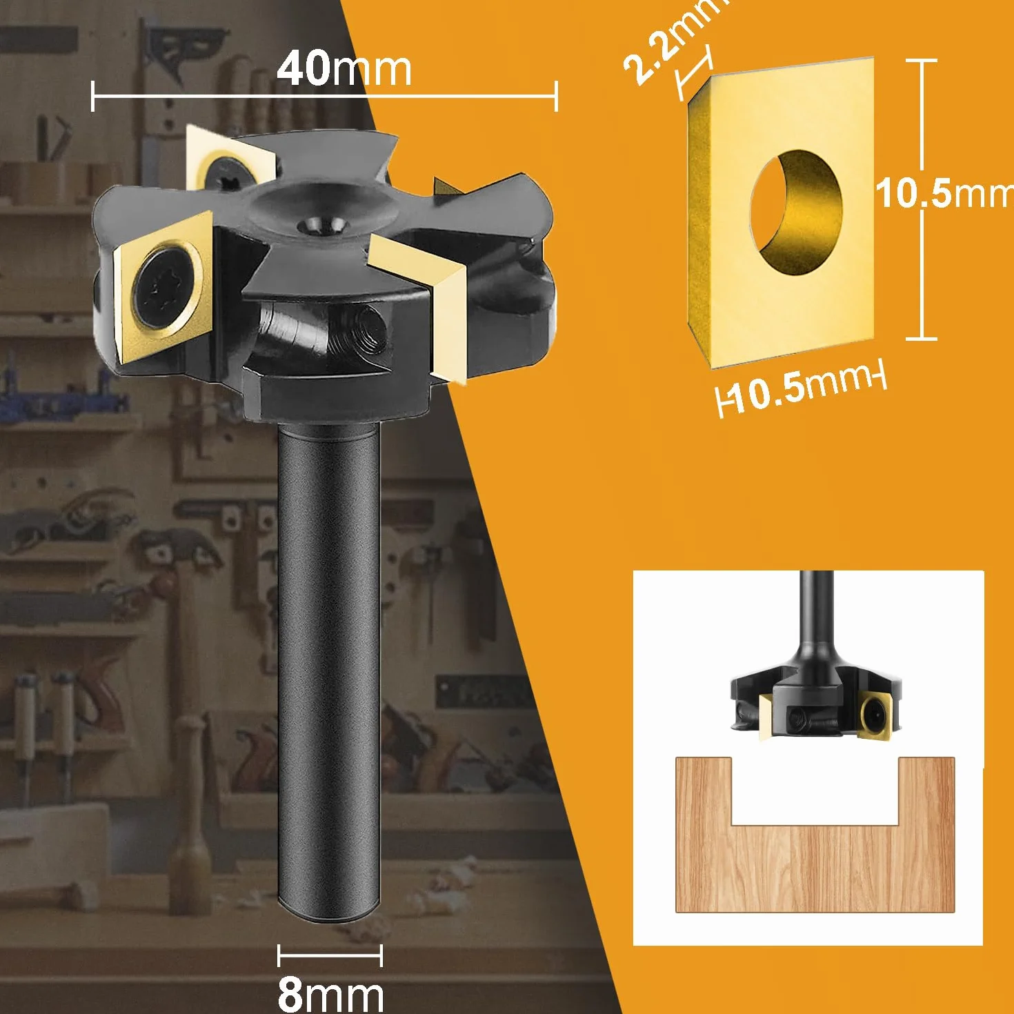 SpeTool Frez czołowy 8 mm 40 mm 4 flety CNC do drewna z powłoką ATS