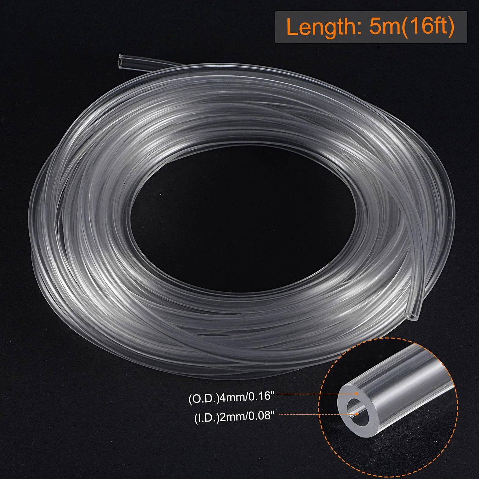 TOP-VIGOR 1 mm ID 1,6 mm OD PVC przezroczysta rura winylowa, długość 2 m elastyczna rura wodna klasy spożywczej, plastikowa rurka do transferu wody, oleju, powietrza, proszków i drobnych granulatów