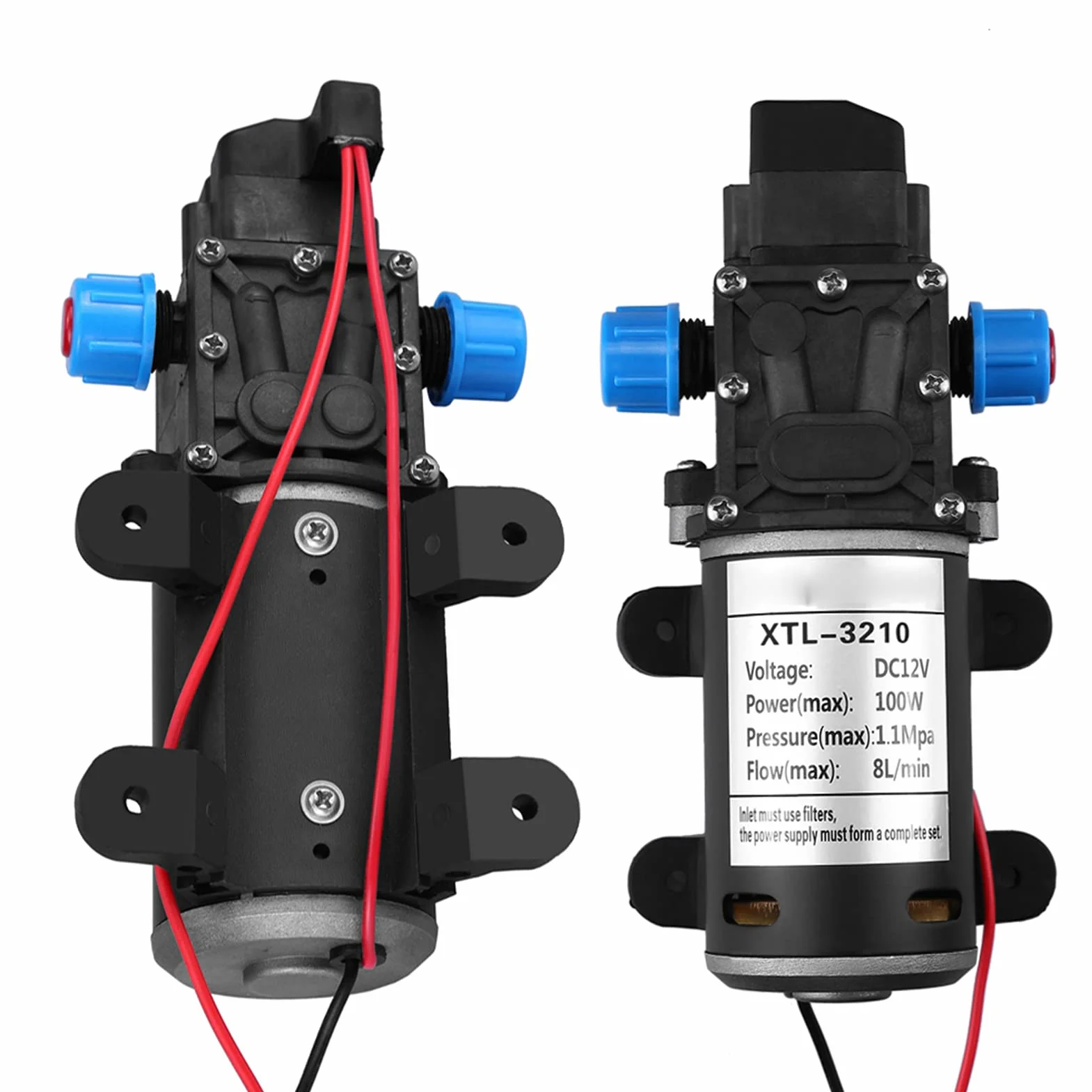 Pompa Wodna DC 12 V Wysokociśnieniowa Membranowa Pompa Wodna 160 Psi 100 W 8 L/min Samozasysająca Pompa Wodna Wydajna Automatyczna Pompa Ciśnieniowa Mocna Pompa Automatyczna,