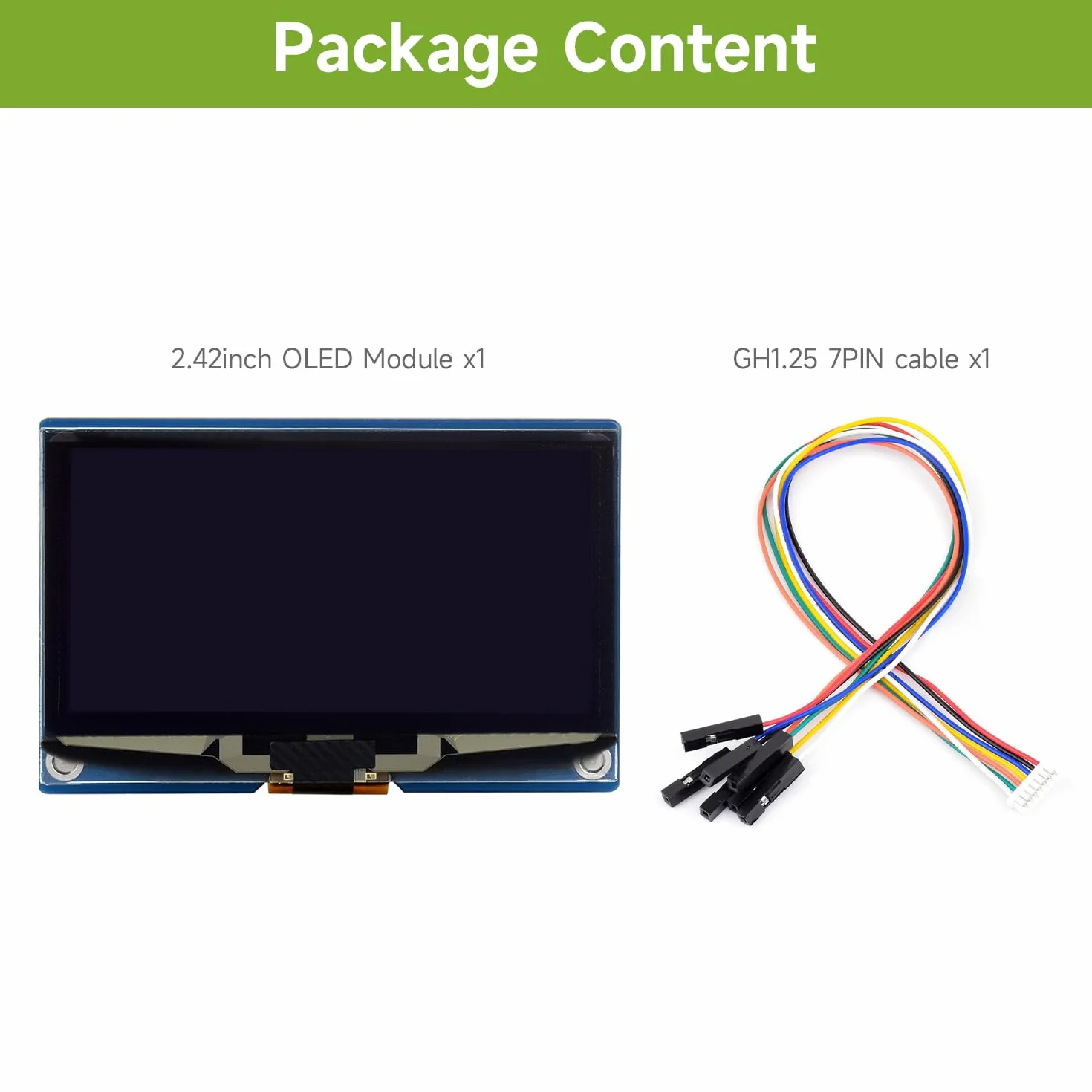 Waveshare 2.42inch OLED Display Module 128×64 Resolution SPI / I2C Communication Yellow Color Version Compatible with Raspberry Pi Jetson Nano