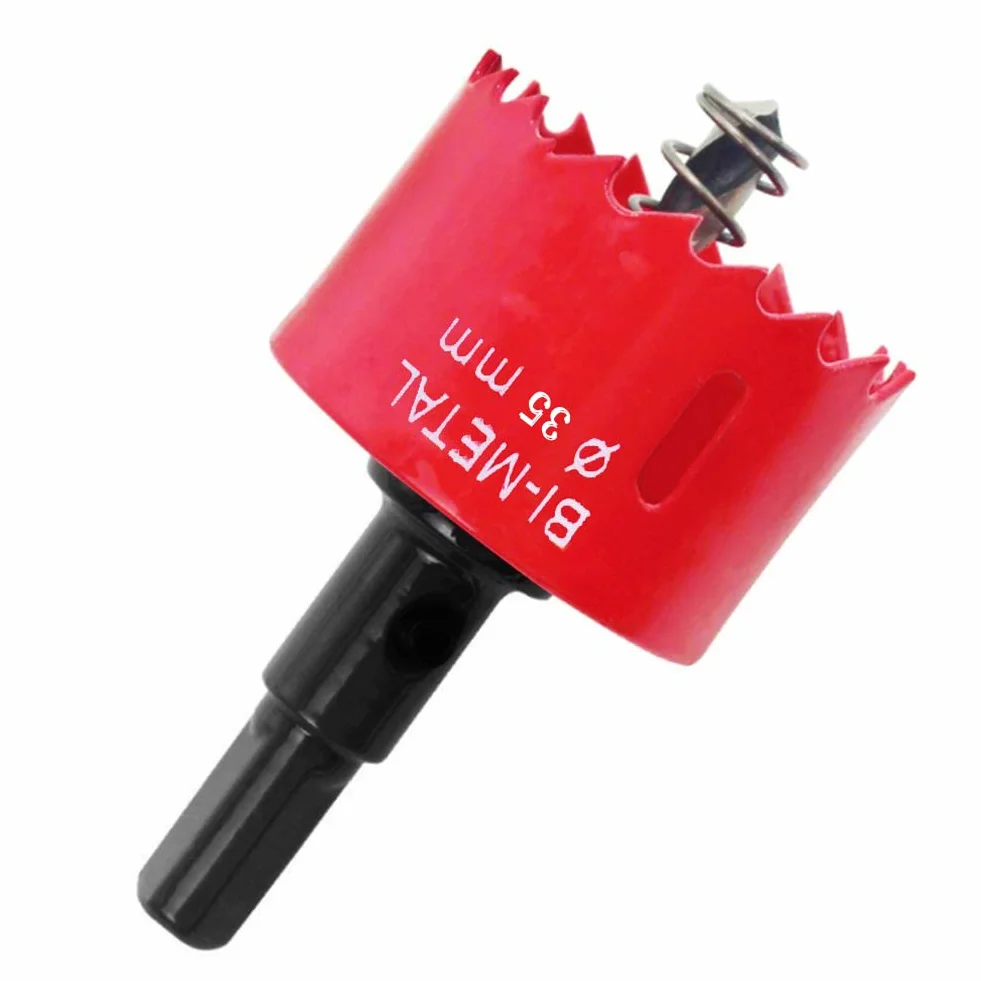 Otwornica 35 mm - Wiertło bimetalowe HSS M42 z prętem sześciokątnym i piłą tarczową centrującą - zestaw do metalu, żelaza, drewna, płyt gipsowo-kartonowych, z tworzywa sztucznego, płyt