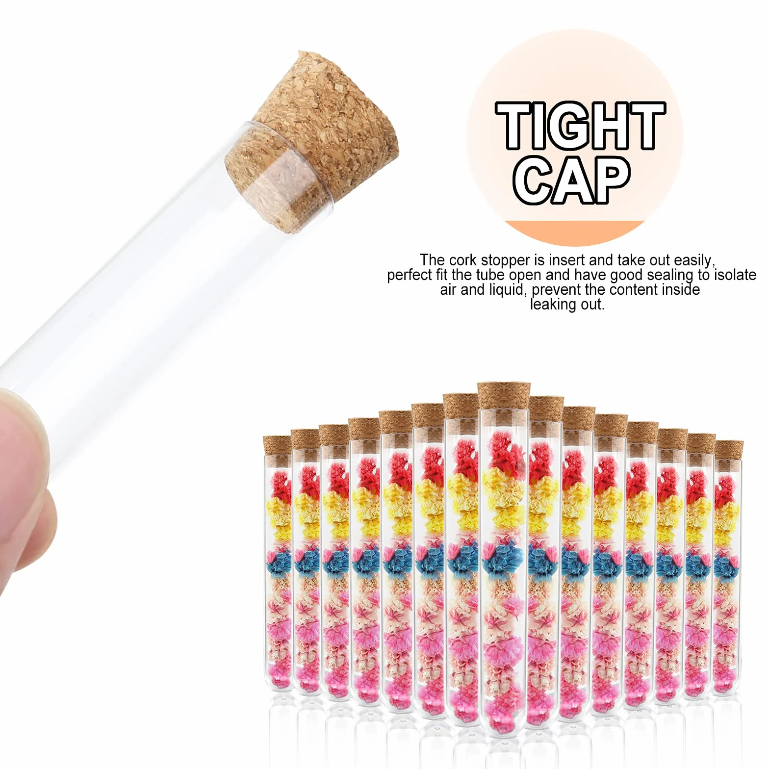 20 Sztuk Probówki z korkiem 10ml, Plastikowe Probówki do Kwiatów, Jako Prezent Dla Gości, Na Wesele, Jako Dekoracja, Sól Do Kąpieli, Rękodzieło, Słodycze