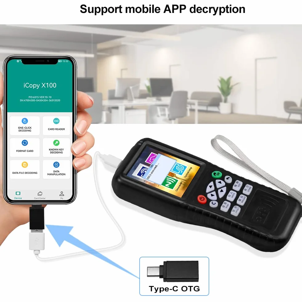 Czytnik kart RFID Writer duplikator pełnej częstotliwości ID/IC z bezpłatnym oprogramowaniem, aplikacja na smartfon, dekodowanie, symulacja NFC do kopiowania kart kontroli dostępu
