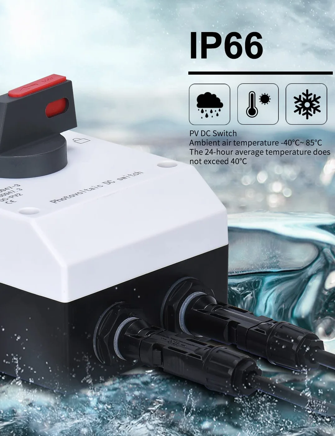 Odłącznik DC Wyłącznik IP65 Wodoodporna 32a 1200 V PV Combiner Box do systemu paneli słonecznych Układu słonecznego Panele słoneczne (32A IP66)