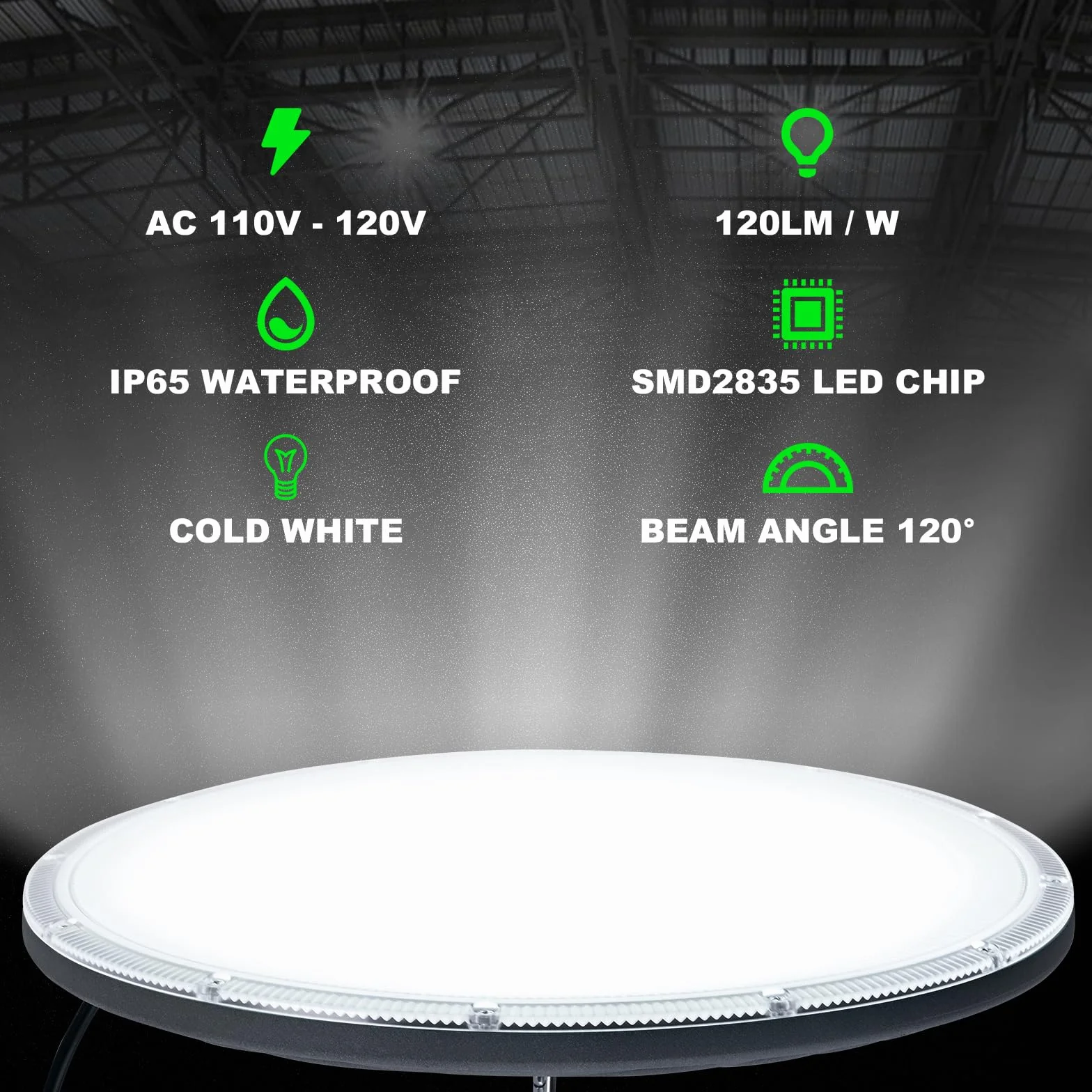 200W LED UFO High Bay Light, UFO Spot High Bay Light 6500K Zimna biel 20000LM Reflektor LED Przemysłowy IP65 Wodoodporne światło punktowe High Bay Light, UFO LED Spot dla siłowni Fabryka Magazyn