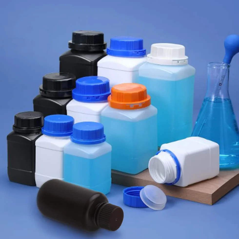 Othmro plastikowa butelka na odczynniki chemiczne 250 ml szeroki otwór czarna 2 szt