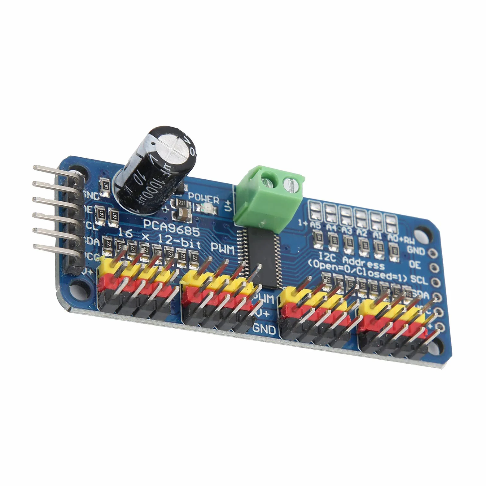 SENECESLI Sterownik Serwo PWM PCA9685 16-kanałowy Moduł Płytki Napędu Silnika dla Robota, 5V