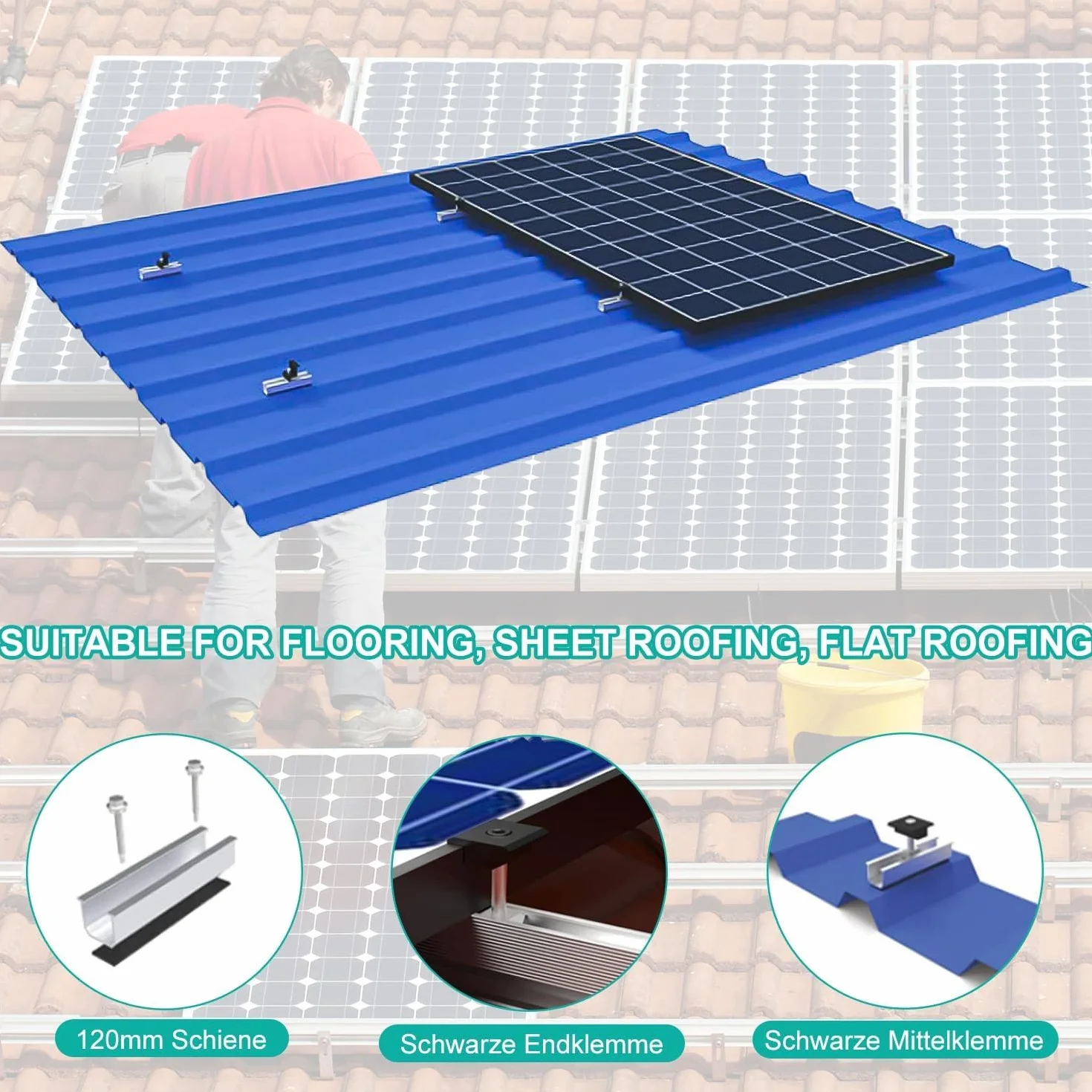 12 sztuk uchwytów do elektrowni balkonowej, mocowanie modułu solarnego ze śrubami i podkładkami