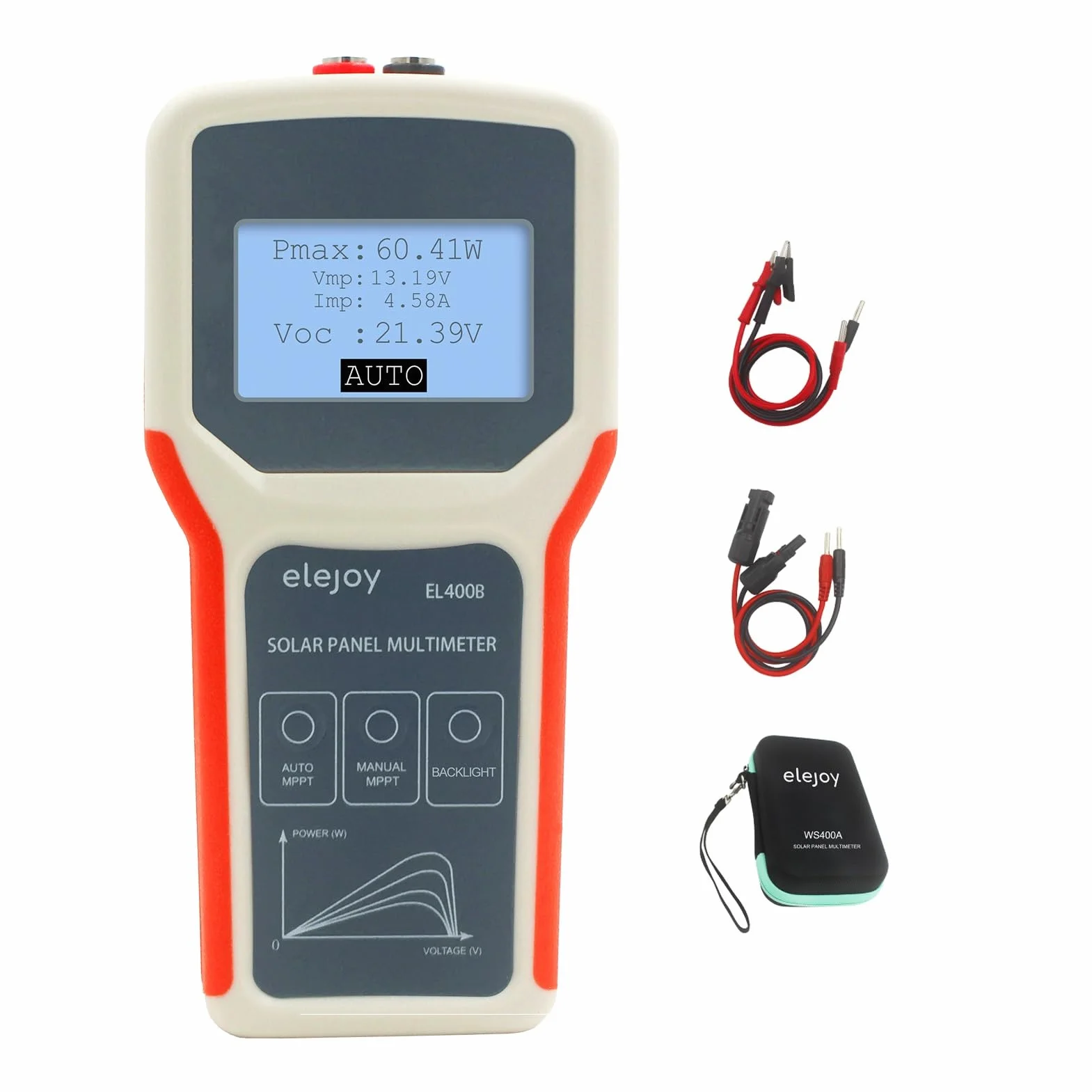 BuyWeek Tester MPPT paneli słonecznych 400 W, multimetr fotowoltaiczny z wyświetlaczem LCD, nie wymaga prądu, do paneli słonecznych PV modułów PV rozwiązywanie problemów (EL400B)
