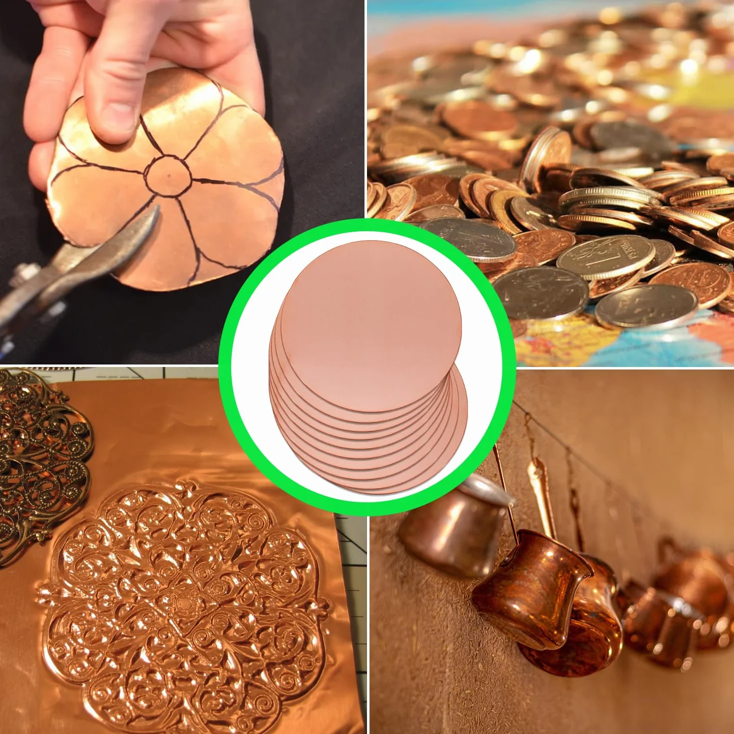 Okrągła płyta miedziana, średnica 30 mm, grubość 2 mm, blacha miedziana do rzemiosła, DIY, biżuterii, elektryki, naprawy, przemysłu (10 sztuk)