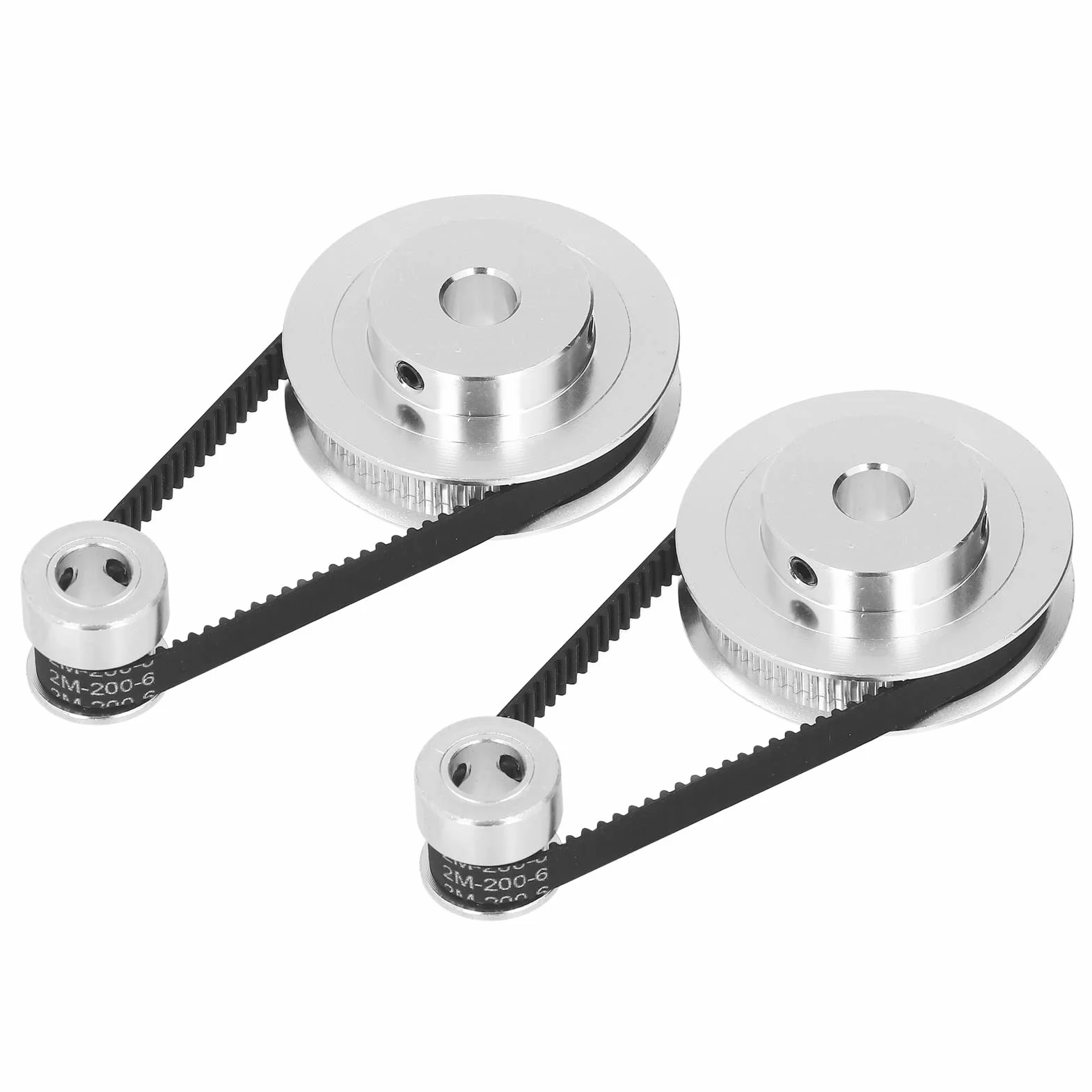 Koło Synchroniczne 2 Zestawy kół Pasowych Rozrządu ze Stopu Aluminium 200 mm 6 mm Pasek Długość Otwór 8 mm dla Silnika Spalinowego Koła Pasowe do Przekładni