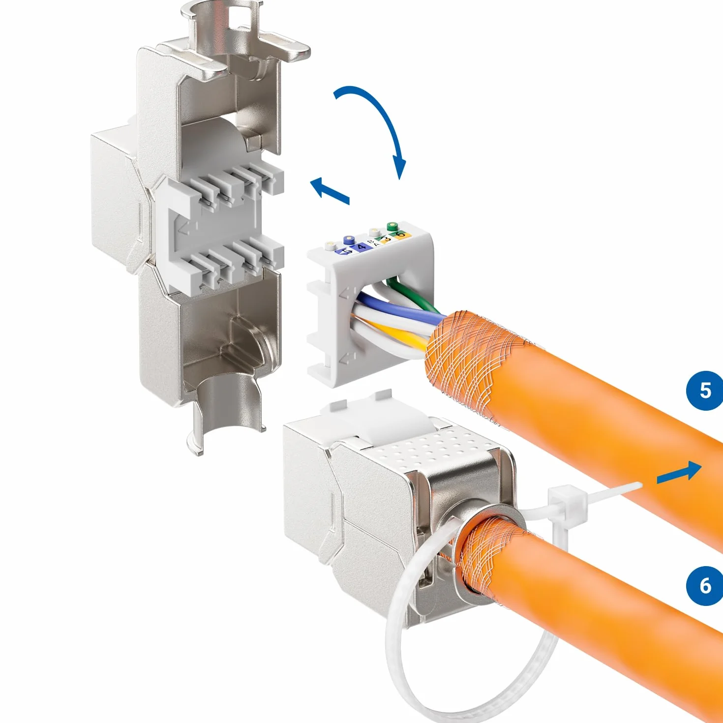 deleyCON 24 Portów Zestaw Paneli Patch Pole Łatki Modułowy 1 HE 19" Calowy Montaż w Szafie + 24x RJ45 Keystone Moduły CAT6a Kompatybilny z CAT5 CAT6 CAT7 LAN Kabel Sieciowy Kabel do Układania Czarny