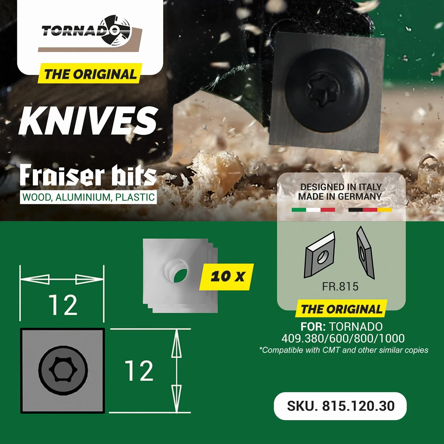 Fraiser Płytki obrotowe HM/Widia do frezarki czołowej Tornado 10 sztuk 12 x 12 mm