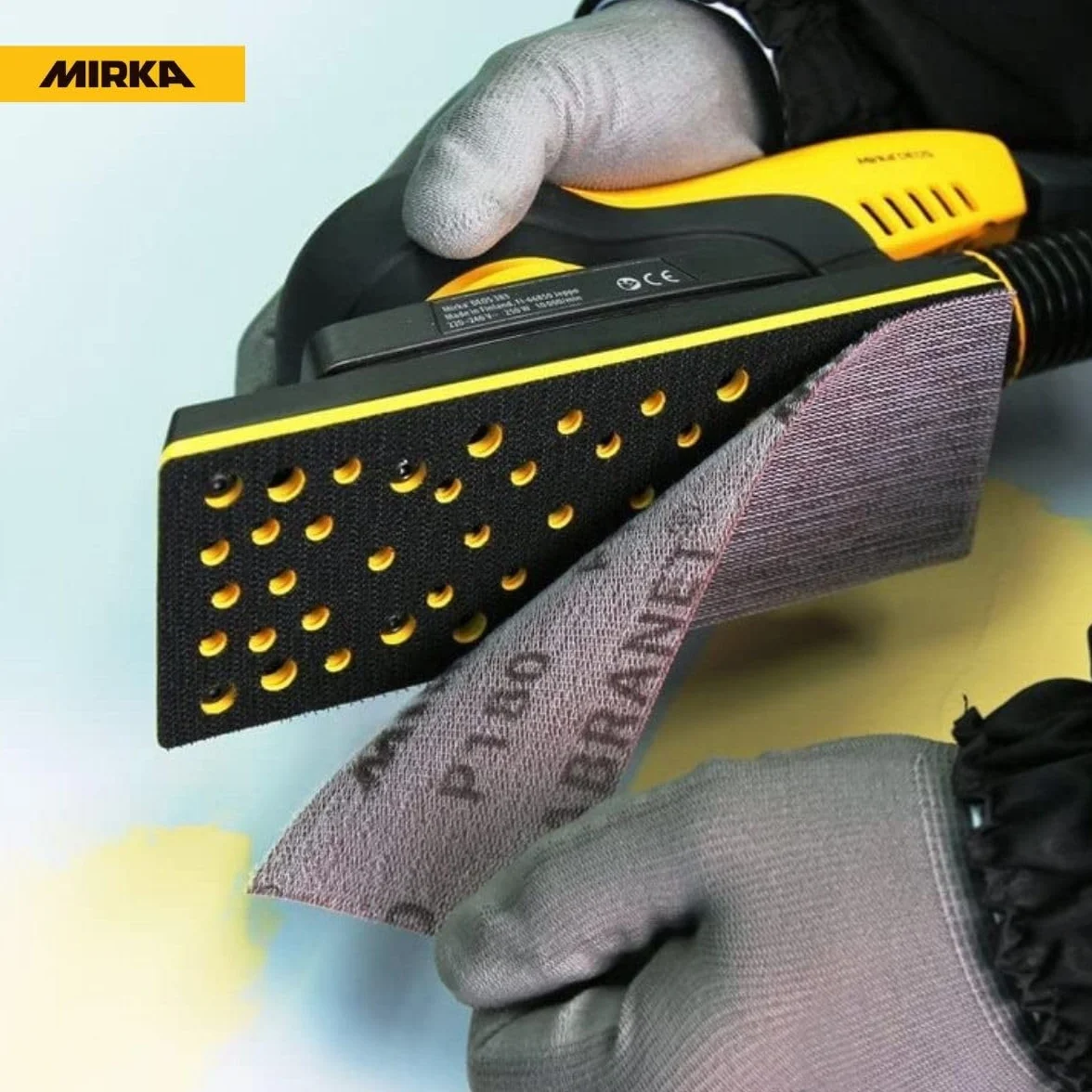Mirka Abranet Net Paski szlifierskie 70 x 198 mm Grip/Mix-pack 5 sztuk każdego ziarna: 80, 120, 180, 240, 320, 400/30 sztuk/Do szlifowania drewna, wypełniacza, lakieru, tworzyw sztucznych