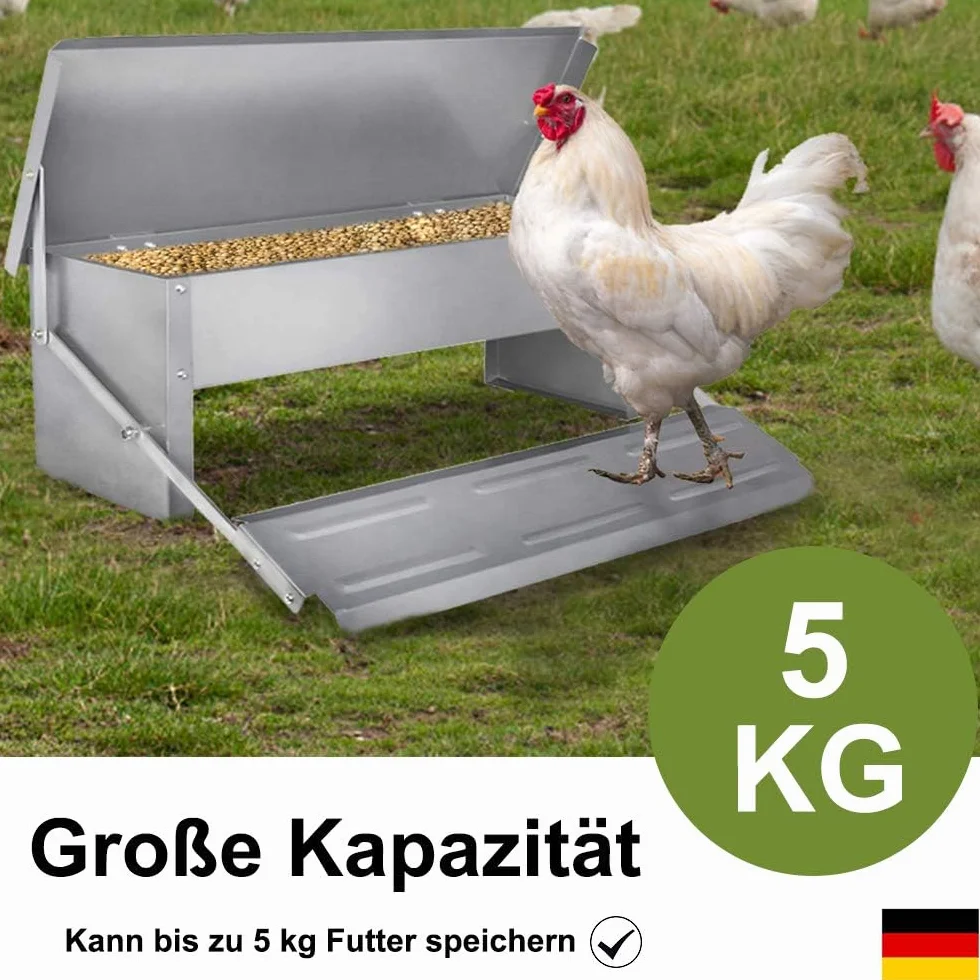 Automatyczny karmnik dla kur 5 kg z ocynkowanej stali wodoszczelny podajnik karmy dla drobiu