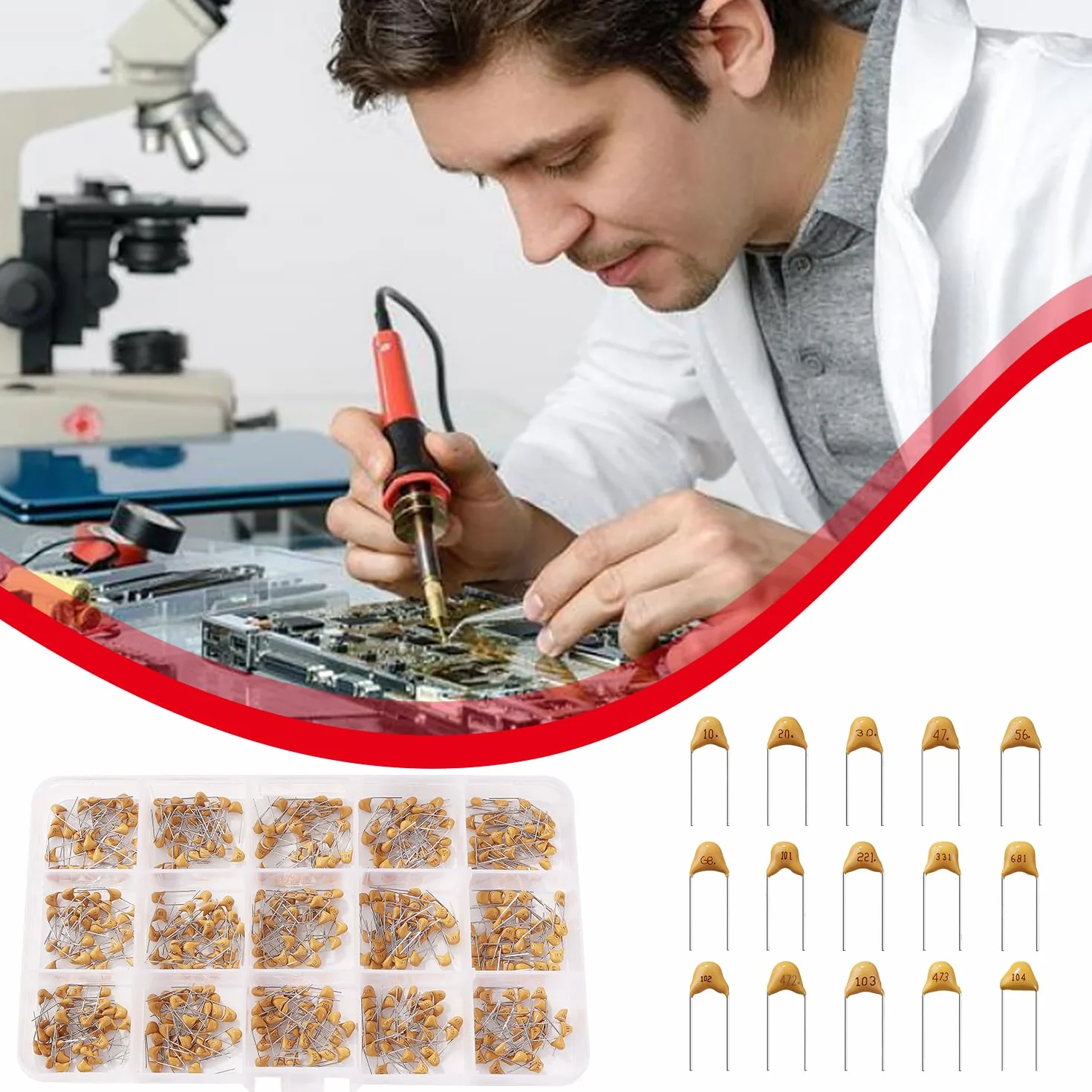 YIXISI 450 Sztuk 15 Wartości 10pF-100nF Zestaw Asortymentowy Kondensatorów Ceramicznych, Wielowarstwowe Monolityczne Kondensatory Ceramiczne
