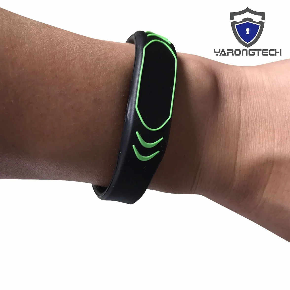 YARONGTECH Czarny silikonowy pasek RFID 13,56 MHz regulowany rozmiar (zestaw 2 szt.)
