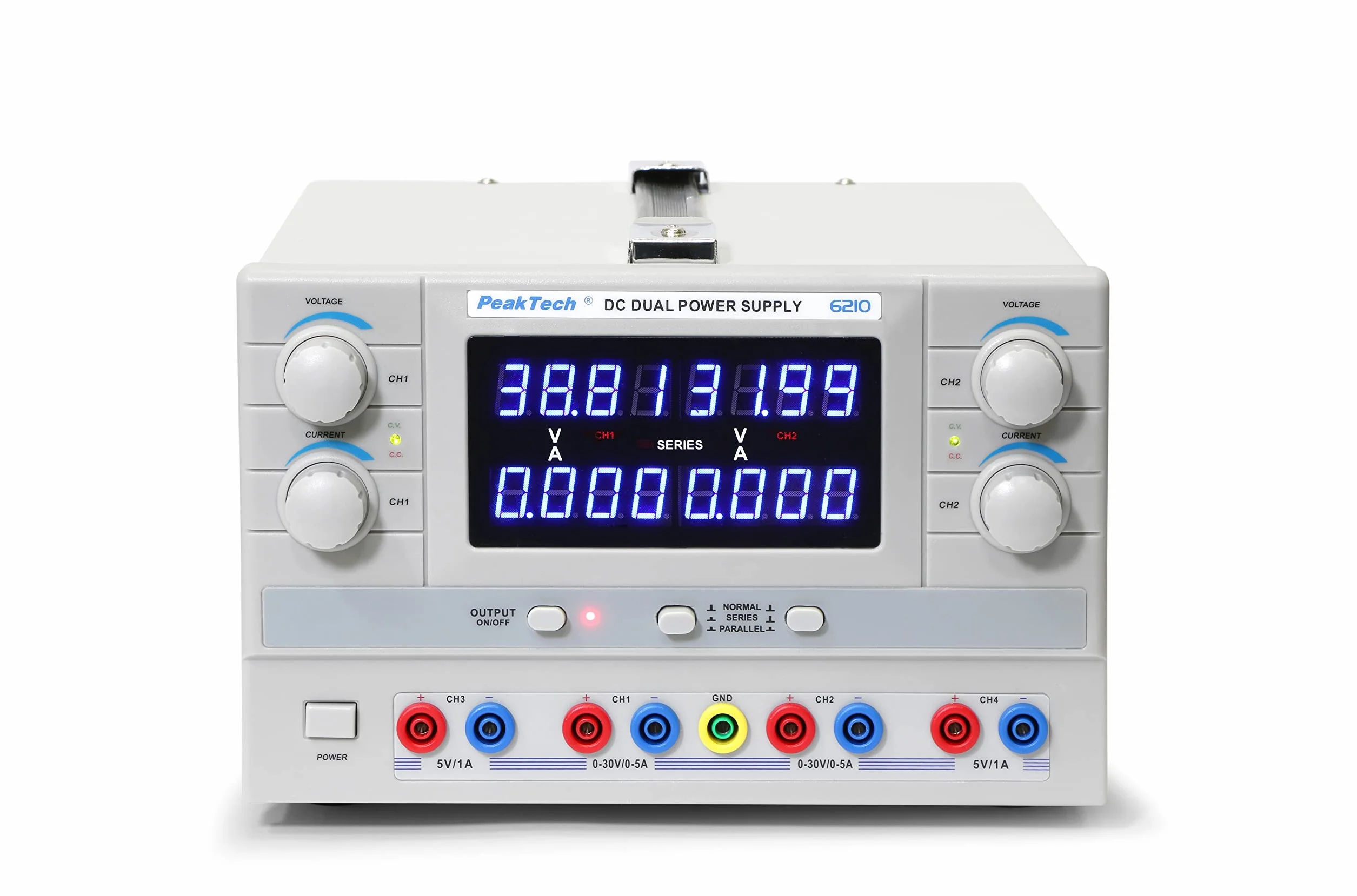 PeakTech P 6210 - Liniowy podwójny zasilacz laboratoryjny ~ 0-30 V / 0-5 A ~ z wyświetlaczem LED