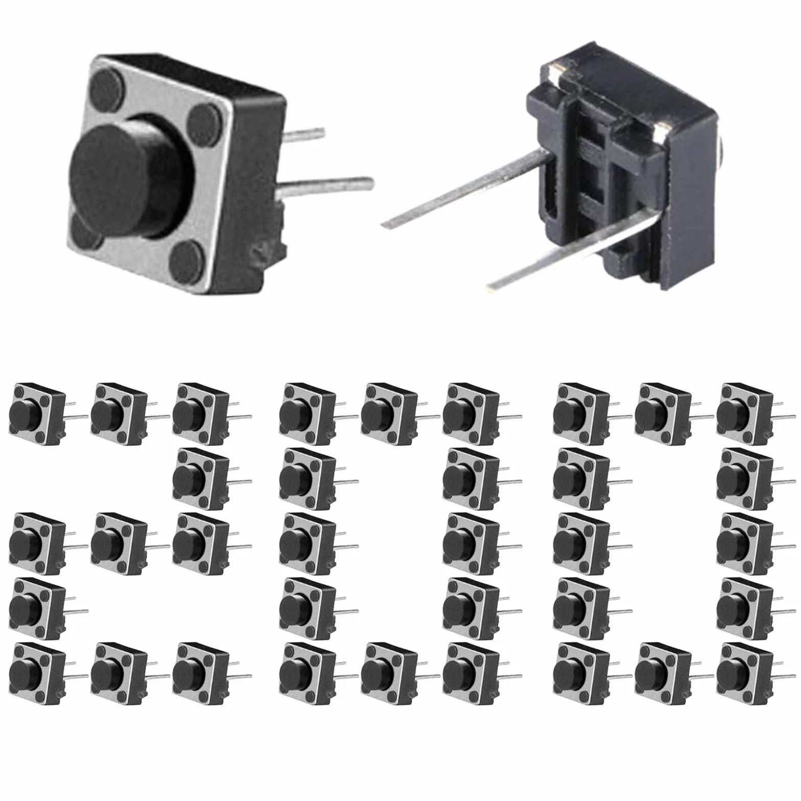 200szt. Przełącznik taktu 6x6x5mm PCB chwilowy taktyczny przycisk taktowny SPST miniaturowy/mini/mikro/mały PCB (2 piny)
