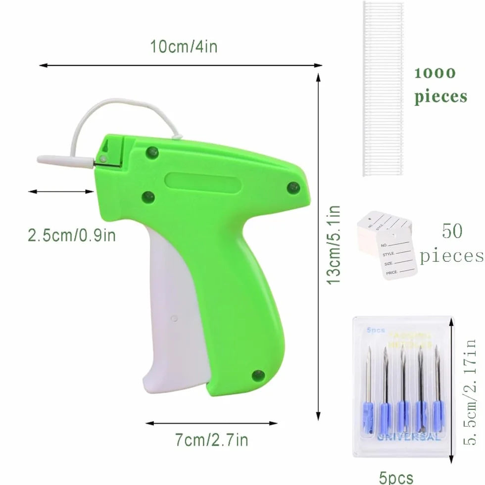 Pistolet do etykietowania z 5 zapasowymi igłami, 1000 igieł do szycia, 50 metkami z cenami