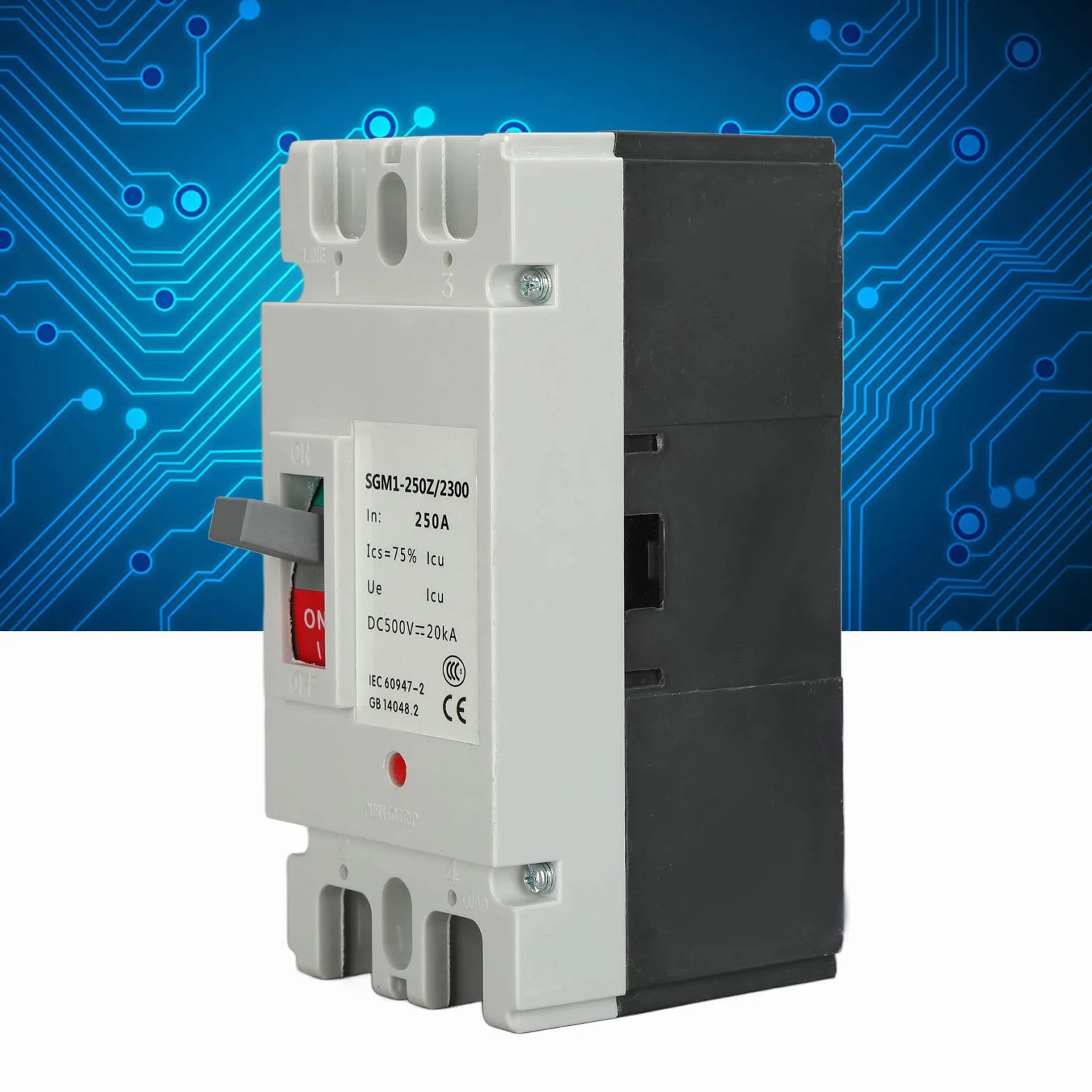 DeWin DC Wyłącznik ochronny, 2P MCCB Bateria Słoneczna Przełącznik Ochronny Izolator Protector 250A 500V