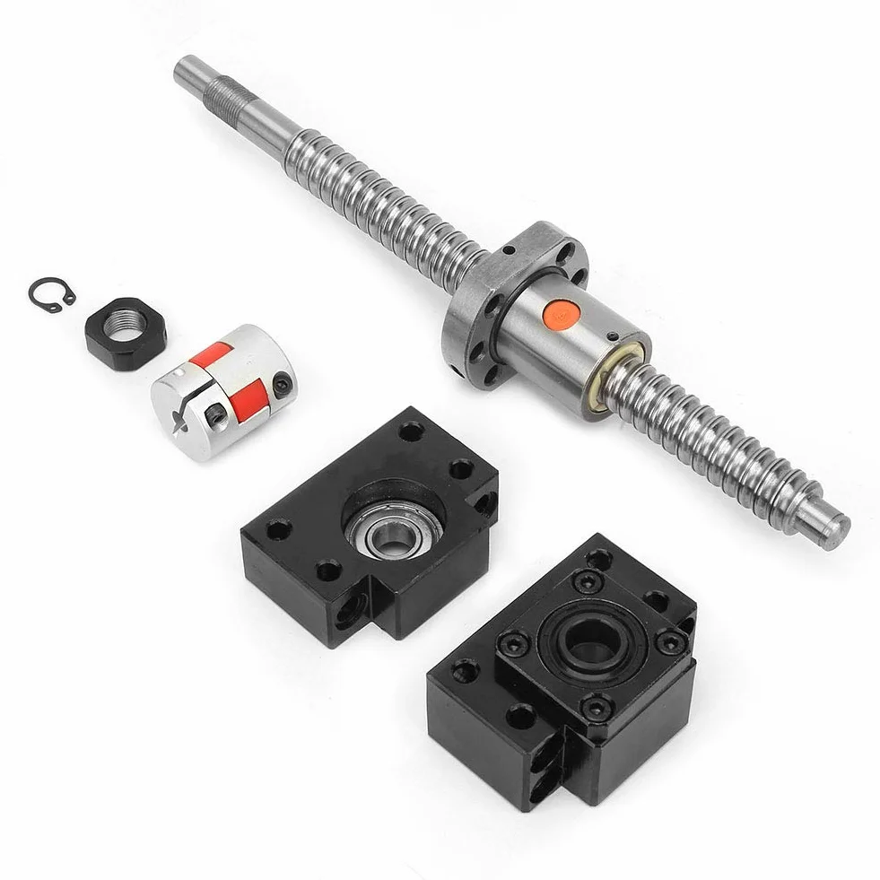 SFU1605 śruba ze stali nierdzewnej, śruba kulowa 1605, śruba kulowa 250 mm, nakrętka i wsparcie BkBf12 i sprzęgło 6,35 x 10 mm