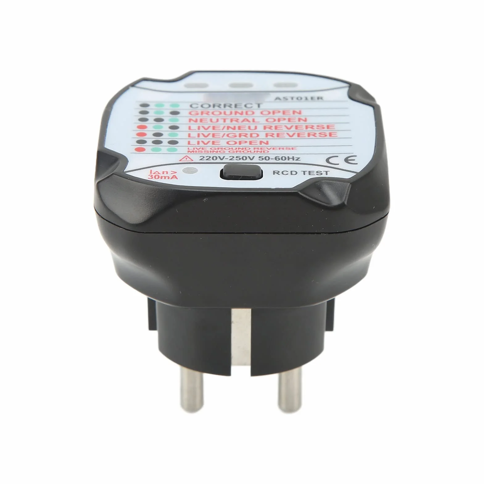 BSIDE AST01ER Tester Zasilania Wtyczki Test Pomiaru Biegunowości Linii Uziemienia Test Elektryczny Urządzenie Tester Gniazda Wtyczka UE 220 V-250 V