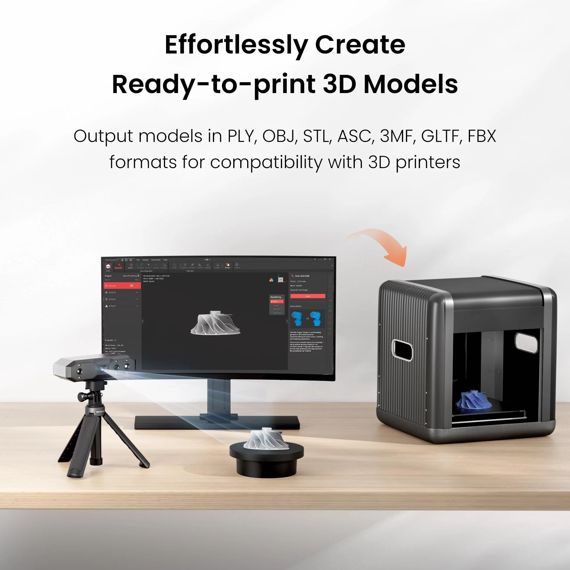 Revopoint MINI2 3D Scanner for 3D Printing Handheld,Up to 0.02mm Precision,16 fps Fast Scanning, Color Scan Portable 3D Model Scanner, Advanced