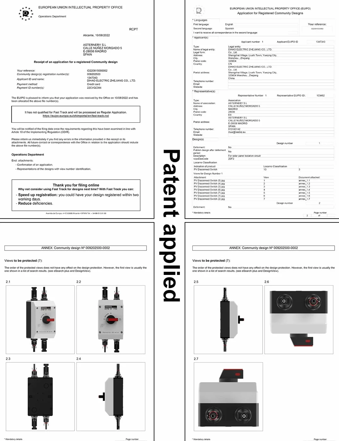 Odłącznik DC Wyłącznik IP65 Wodoodporna 32a 1200 V PV Combiner Box do systemu paneli słonecznych Układu słonecznego Panele słoneczne (32A IP66)