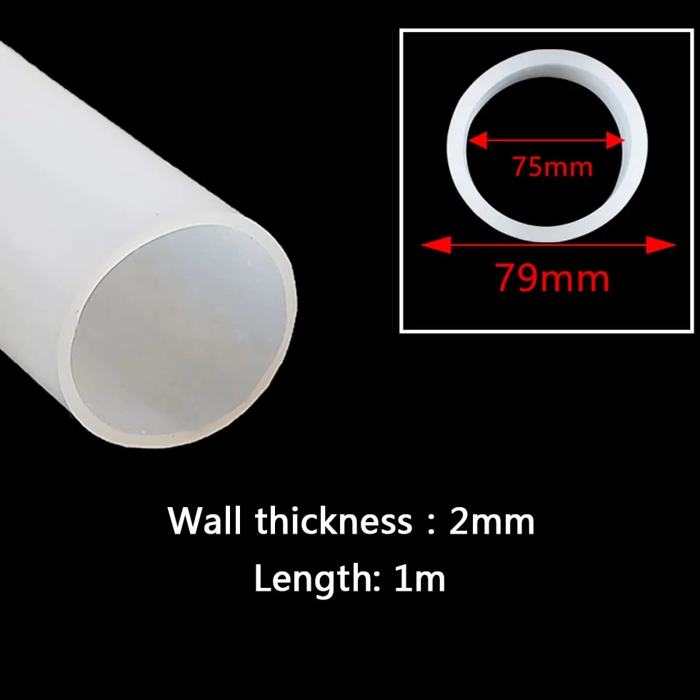 Rura silikonowa, rurka silikonowa Wąż silikonowy o wysokiej temperaturze Rura węża powietrznego Półprzezroczysta ID 75 mm OD 79 mm do przenoszenia pompy, długość 1 M / 3,28 stopy, 75 * 79 mm (Size :