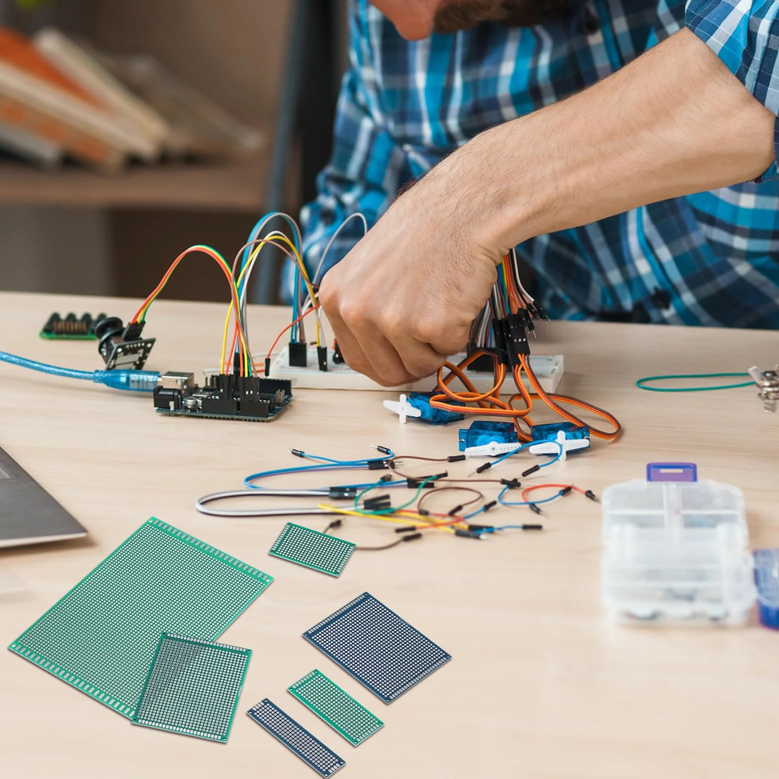 QUARKZMAN 10 sztuk lutowana płyta pilśniowa 70 mm x 50 mm zielona płytka PCB dwustronna ocynowana prototyp do elektroniki projektów DIY obwodów