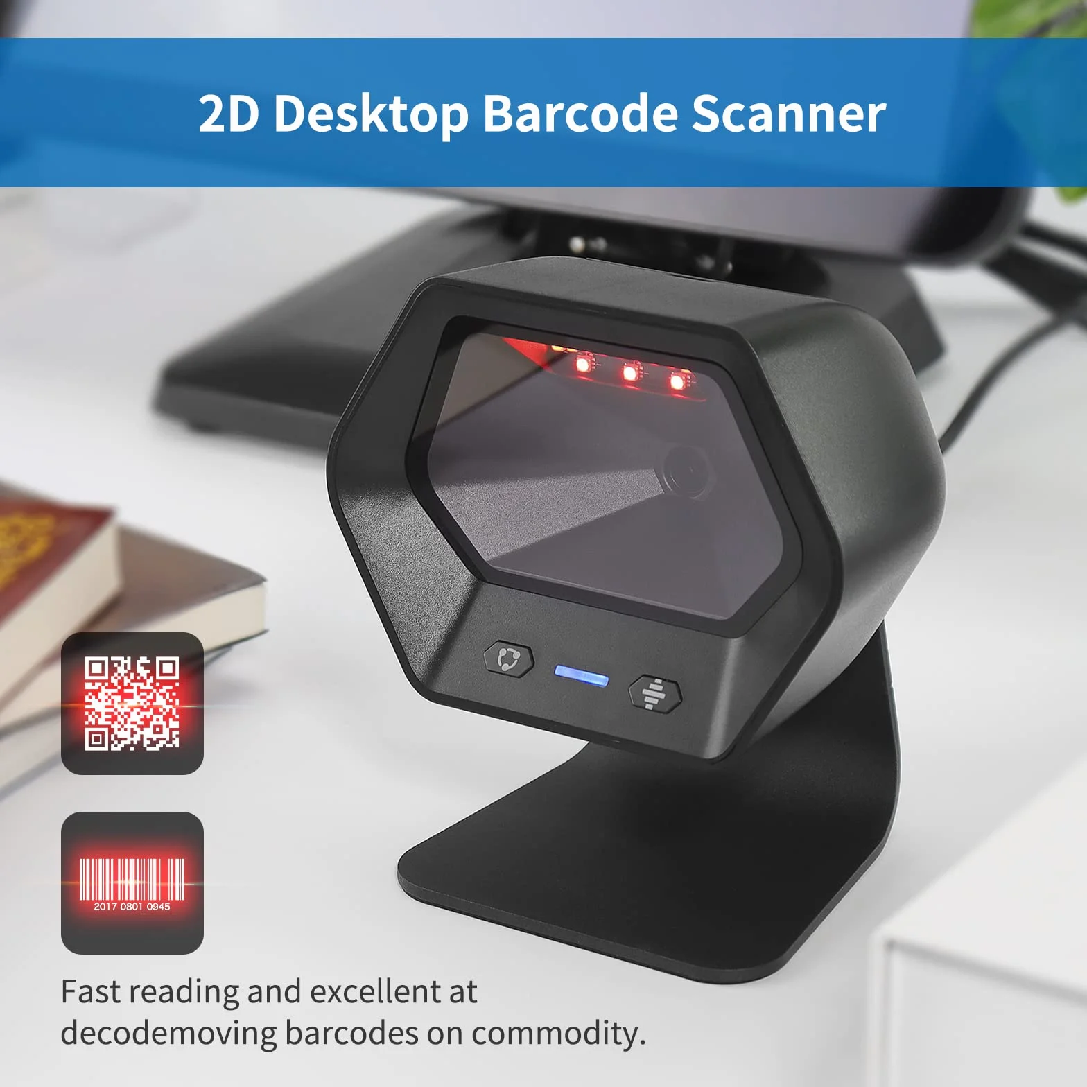 NETUM 1D 2D QR skaner prezentacji zestaw głośnomówiący USB skaner kodów kreskowych wielokierunkowy przewodowy czytnik kodów kreskowych do mobilnej płatności komputerowej obsługa skanowania ekranu PDF417, kod Securpharm (Data Matrix) NT-7060