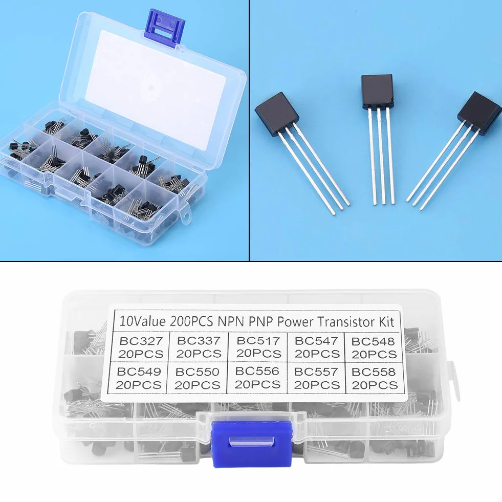 Tranzystory tranzystory Germanium tranzystor trójbiegunowy 200 sztuk 10 wartości NPN PNP TO-92 BC327-BC558 asortyment tranzystorów wydajności zestaw do testowania zestaw do testowania