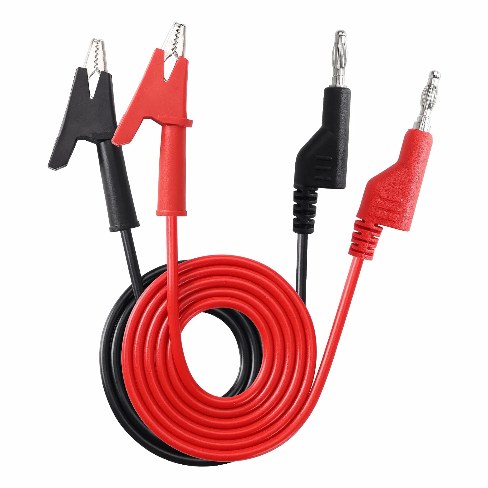 2 Sztuk 1m 16AWG 15A Przewody Pomiarowe do Multimetru, 4mm Składany Wtyk Bbananowy do Zacisku Krokodylkowego, do Testowania Elektrycznego Multimetru, Czerwony/Czarny