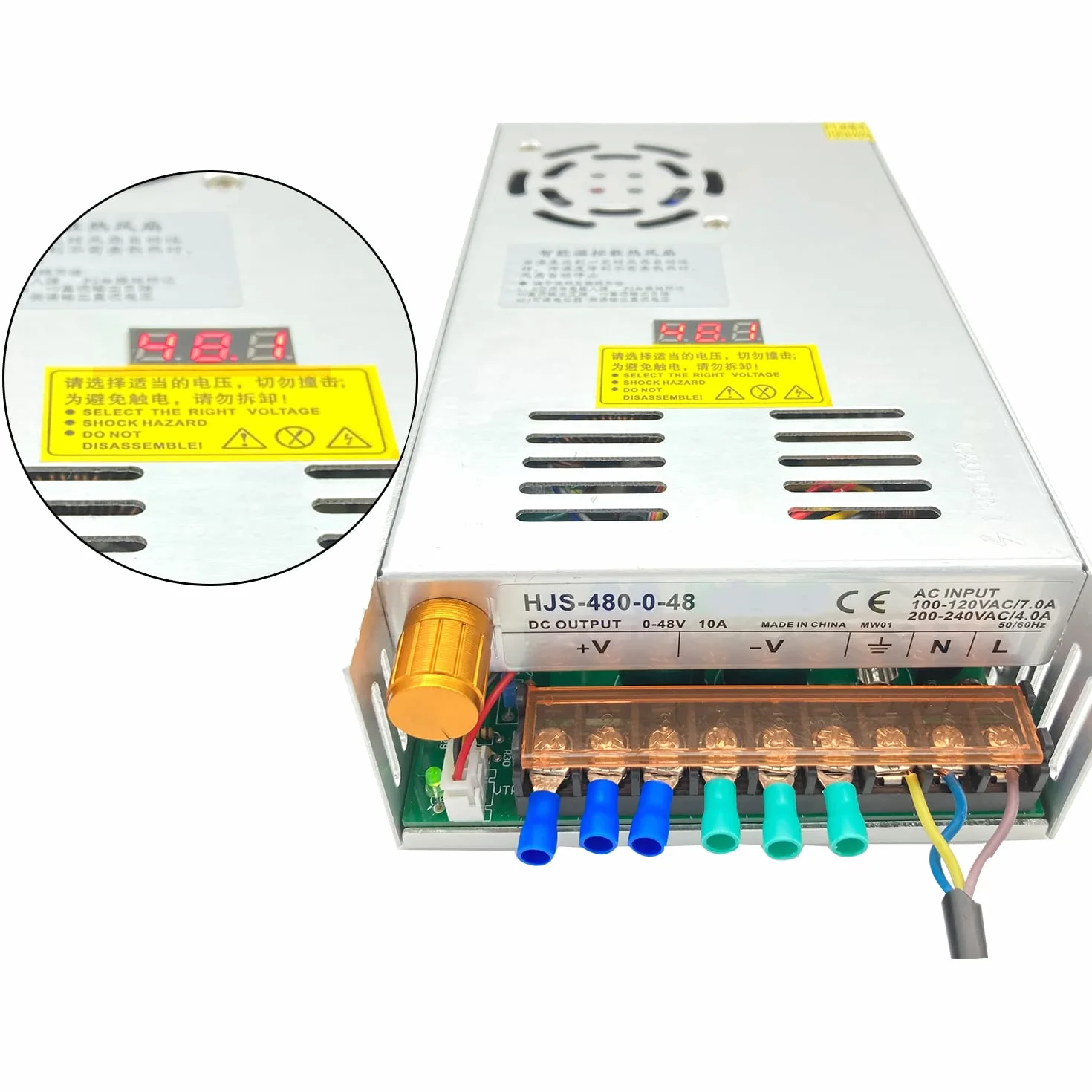 Zasilacz impulsowy AC-DC 0-48V 10A 480W regulowany z wyświetlaczem cyfrowym