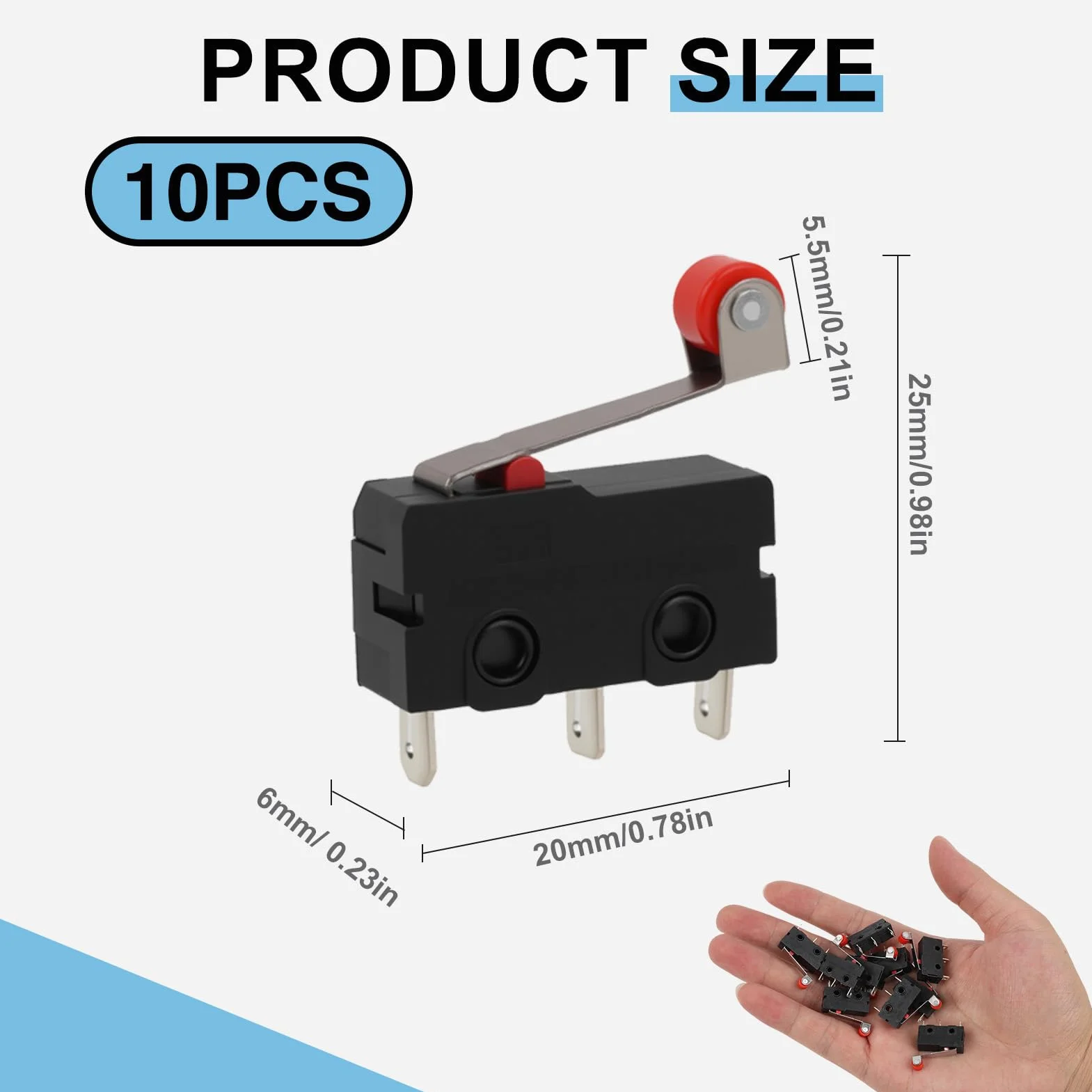Mikroprzełącznik plastikowy 220V z dźwignią rolkową SPDT 1NO 1NC 5A miniaturowy