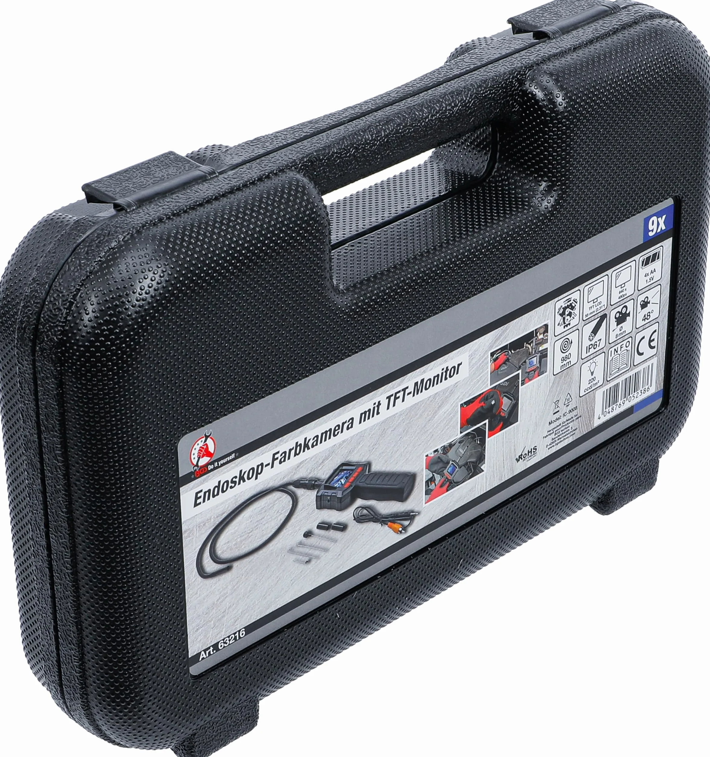 BGS Kolorowa kamera endoskopowa z monitorem TFT 63216 Głowica kamery Ø 8 mm