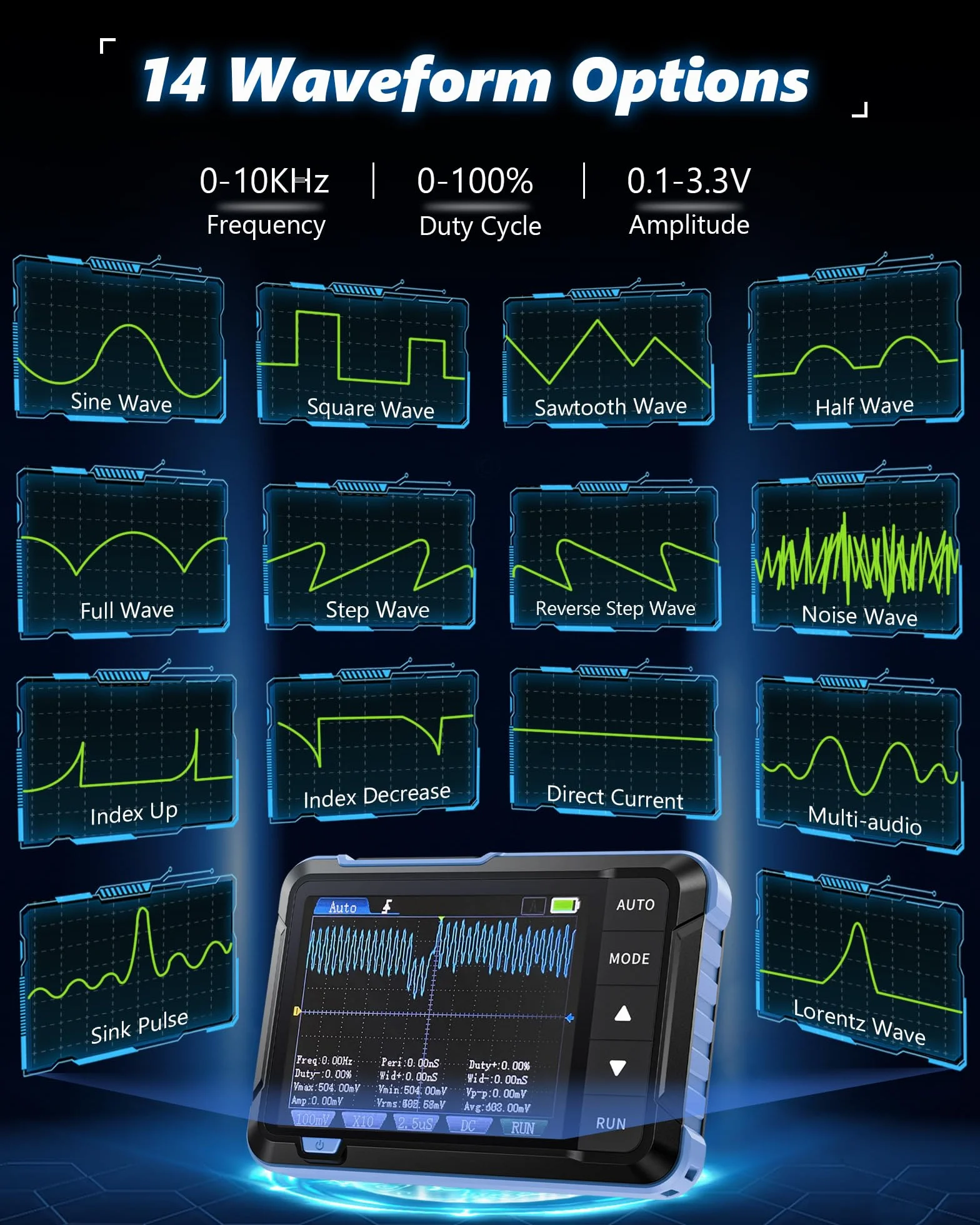 Przenośny oscyloskop samochodowy DSO153, cyfrowy oscyloskop ręczny 5 MS/s, 1 MHz, generator sygnału 0-10 kHz